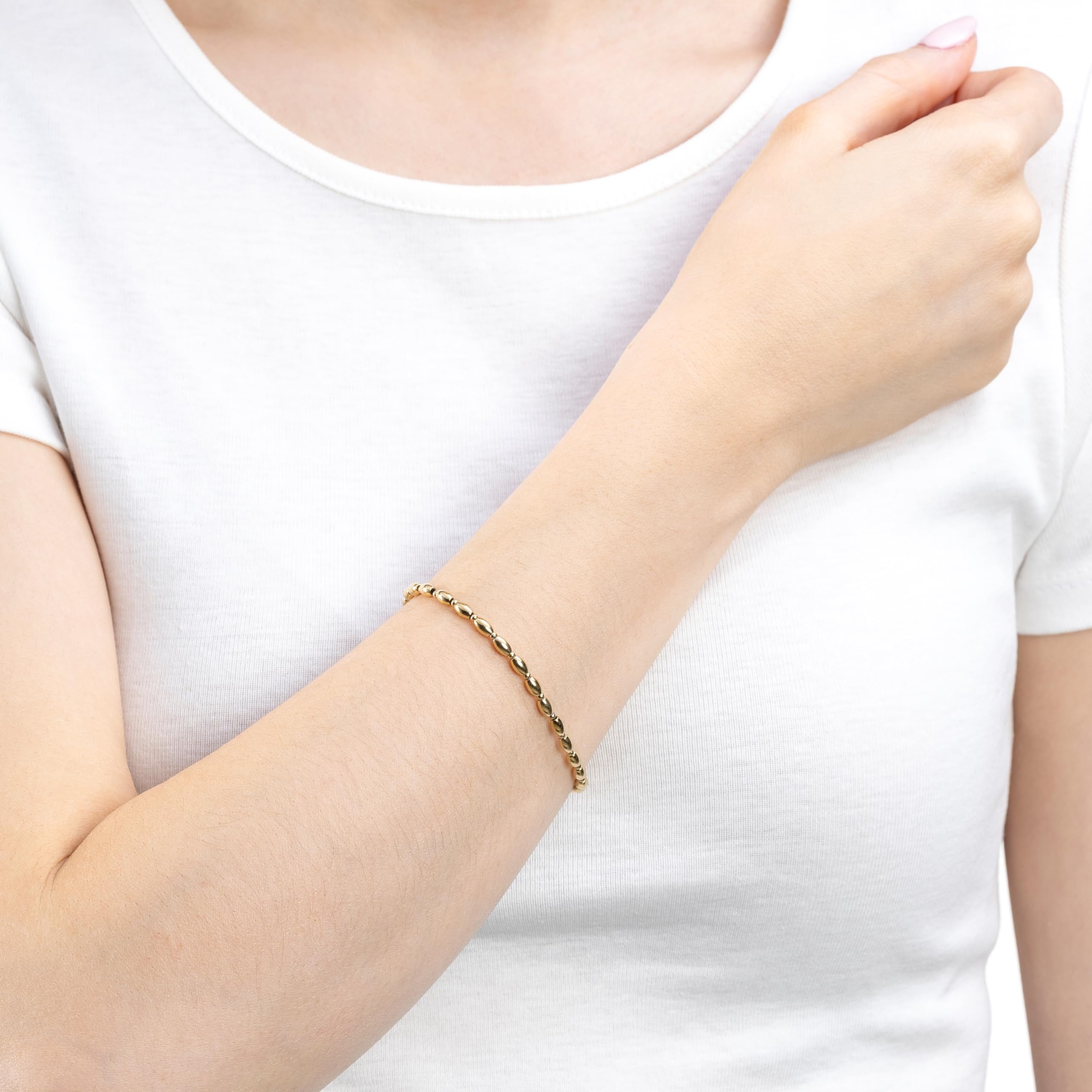 JEWELS BY LEONARDO Bracciale Clip & Mix Lori • Bracciale in acciaio inox dorato • Perle ovali in acciaio inox per appendere charms • 18,5 cm di lunghezza • Gioielli da donna • 023743