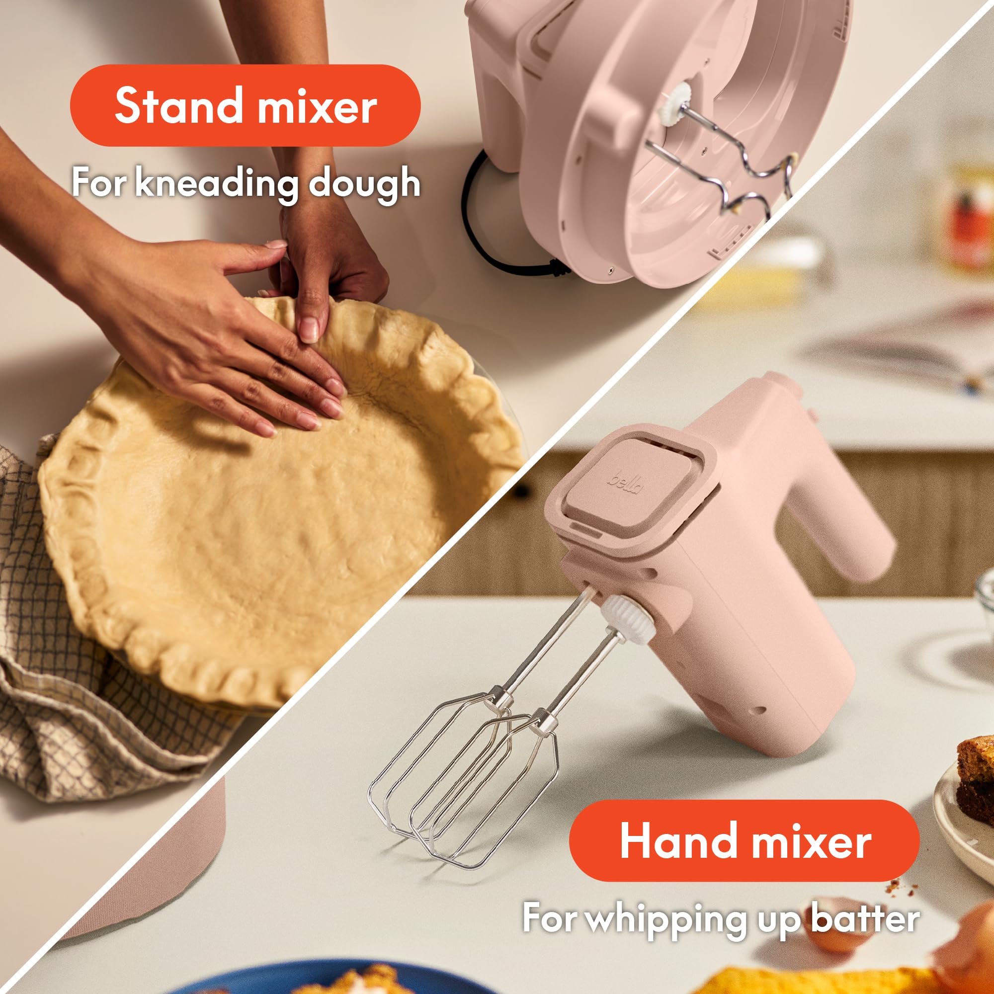 bella 3.5 Qt Hand & Stand Mixer, 2 in 1 Electric Mixer with Bowl, Blossom view 2