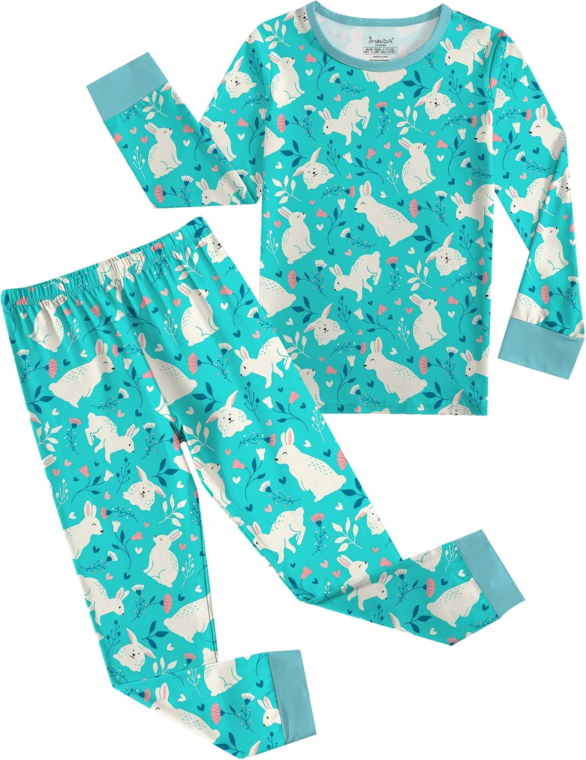 Jimonda Kids Cozy Rayon From Bamboo Long Sleeve Pajamas Set Soft Stretchy Sleepwear Clothes For Girls Boys Cute Printed PJs