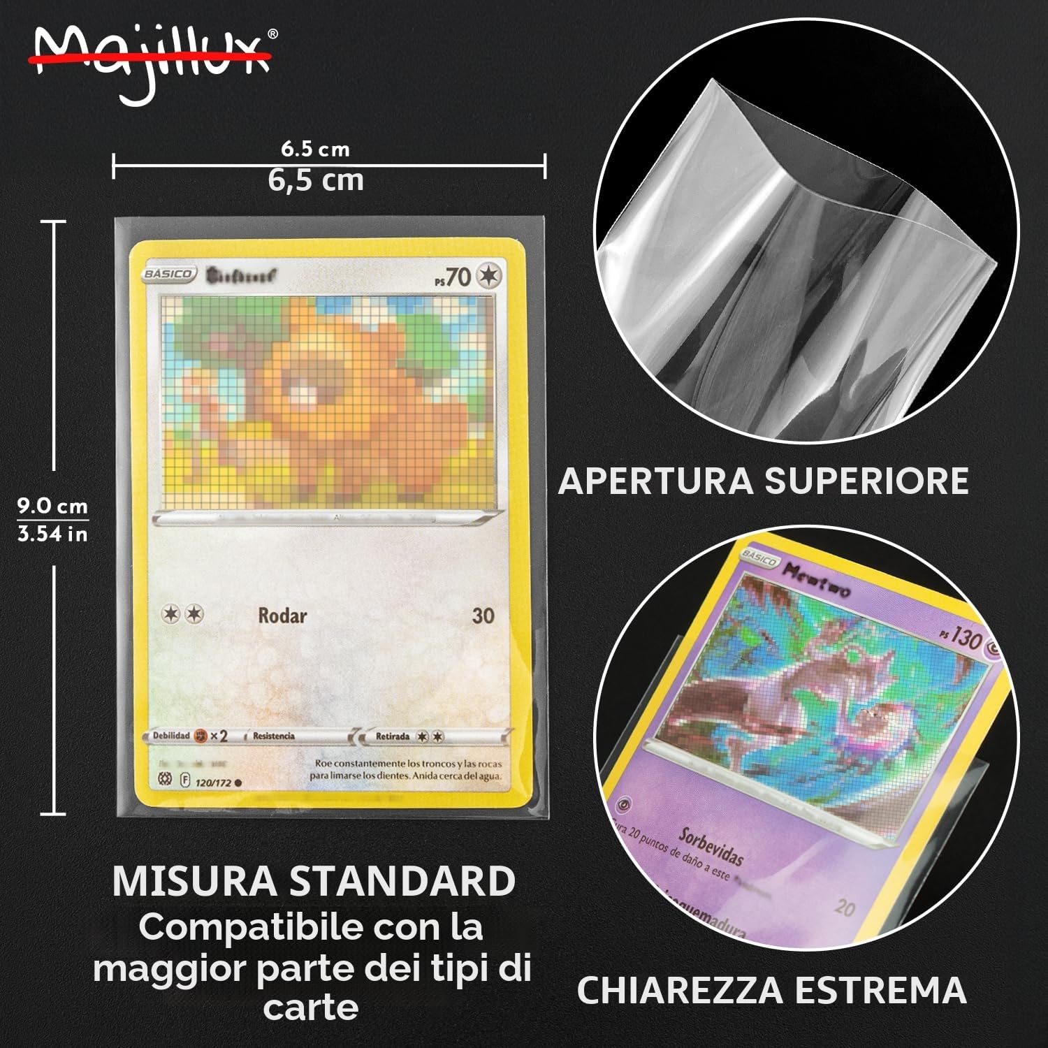 Raccoglitore Carte Collezionabili 540 Tasche e 600 Buste - Album Impermeabile con Inserimento Laterale Anticaduta per Proteggere e Organizzare Carte Pokemon, Yu Gi Oh, MTG, Lorcana