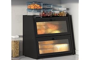 Two-Tier Bamboo Bread Box with Acrylic Door