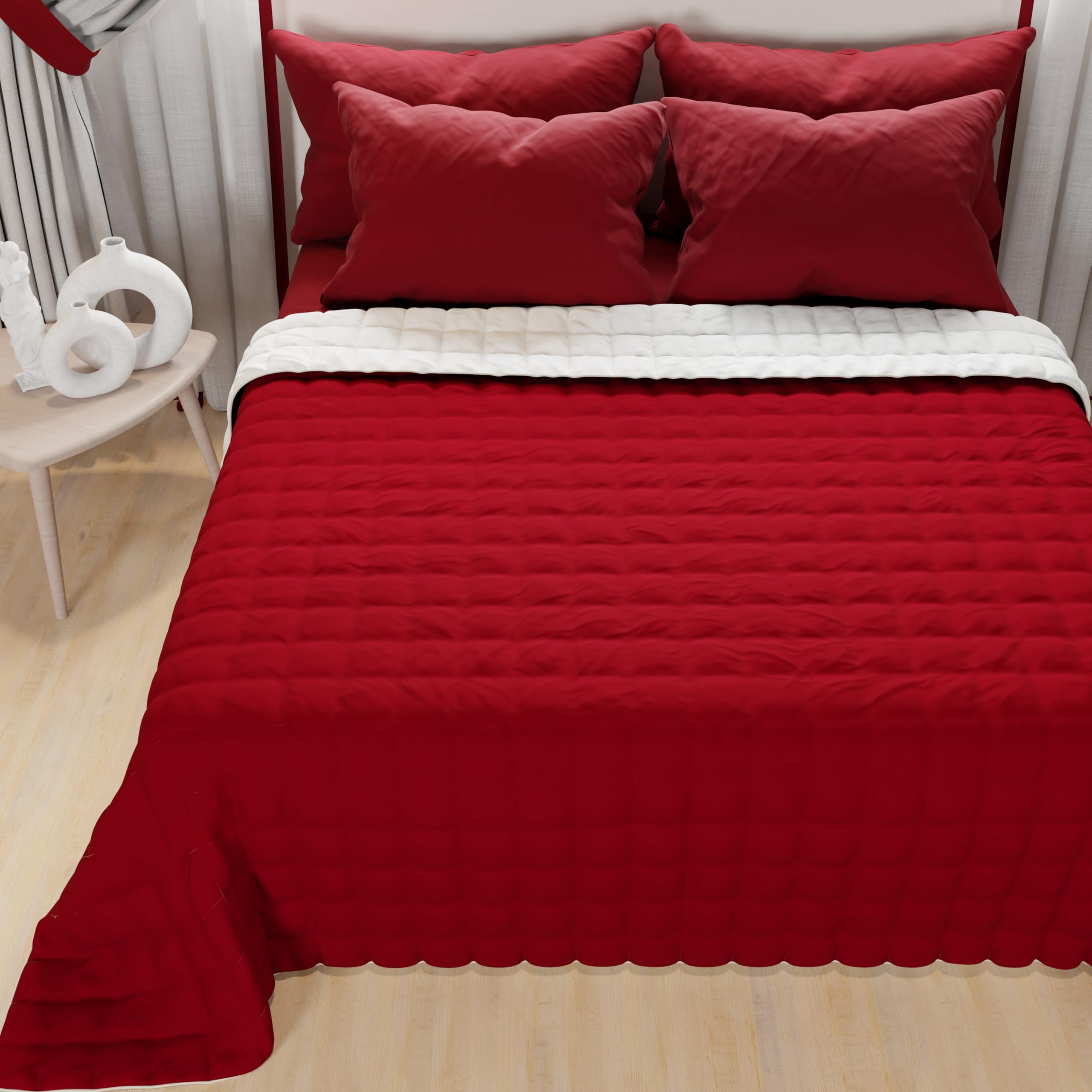 PETTI Artigiani Italiani Lightweight Reversible Quilt Lightweight Summer Quilt Taupe Bordeaux