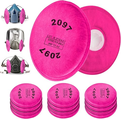 Filtro de partículas 2097 de 12 piezas (paquete de 6), filtro respirador que ayuda a proteger contra vapores orgánicos, aceite y contaminantes de