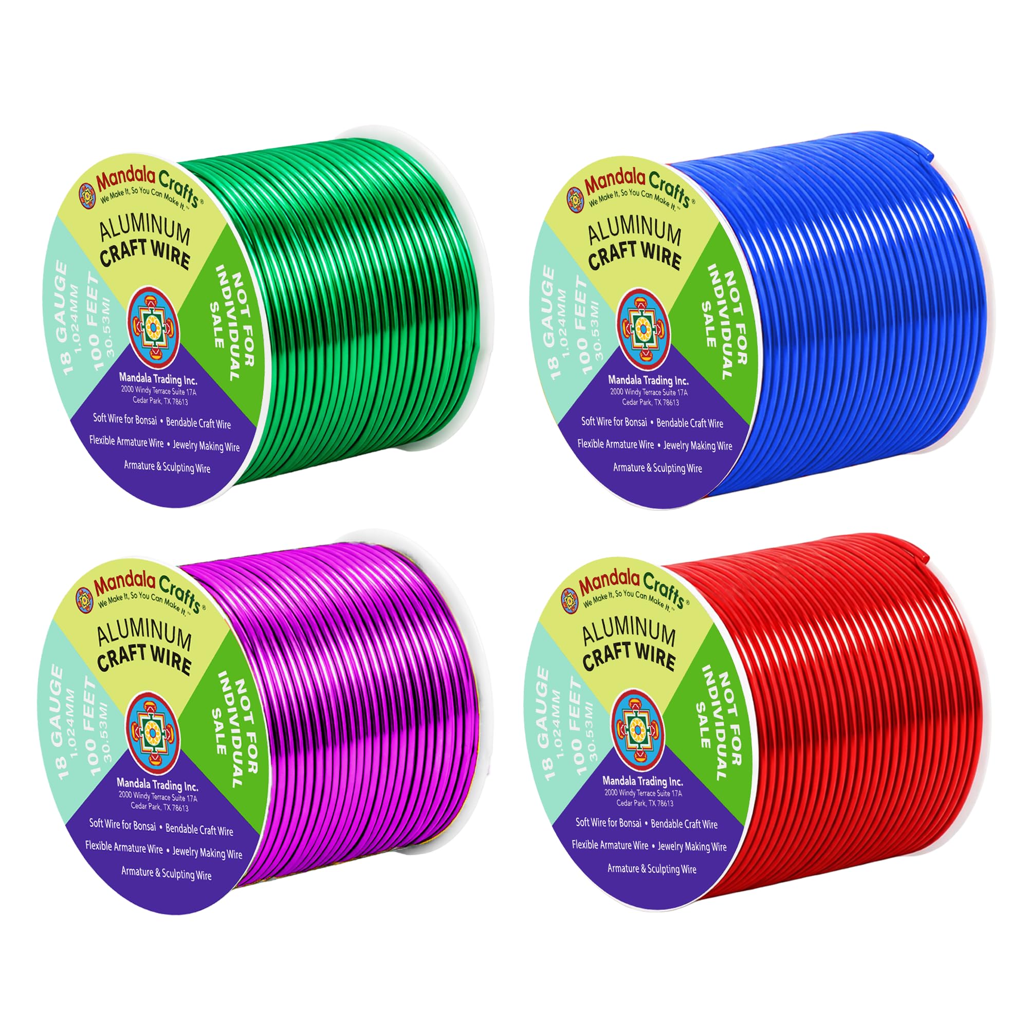 Mandala Crafts 18 Gauge Rainbow Anodized Aluminum Craft Wire, 400 FT