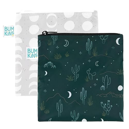 Miniatura 23 de Bumkins Bolsas de aperitivos reutilizables, para el almuerzo escolar de niños y para adultos, tela lavable, bolsa de tela impermeable