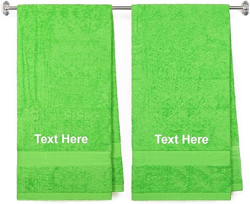 Toalla de baño personalizada de 27 x 54 pulgadas para regalo, toallas bordadas para piscina, toallas de baño bordadas, color lima