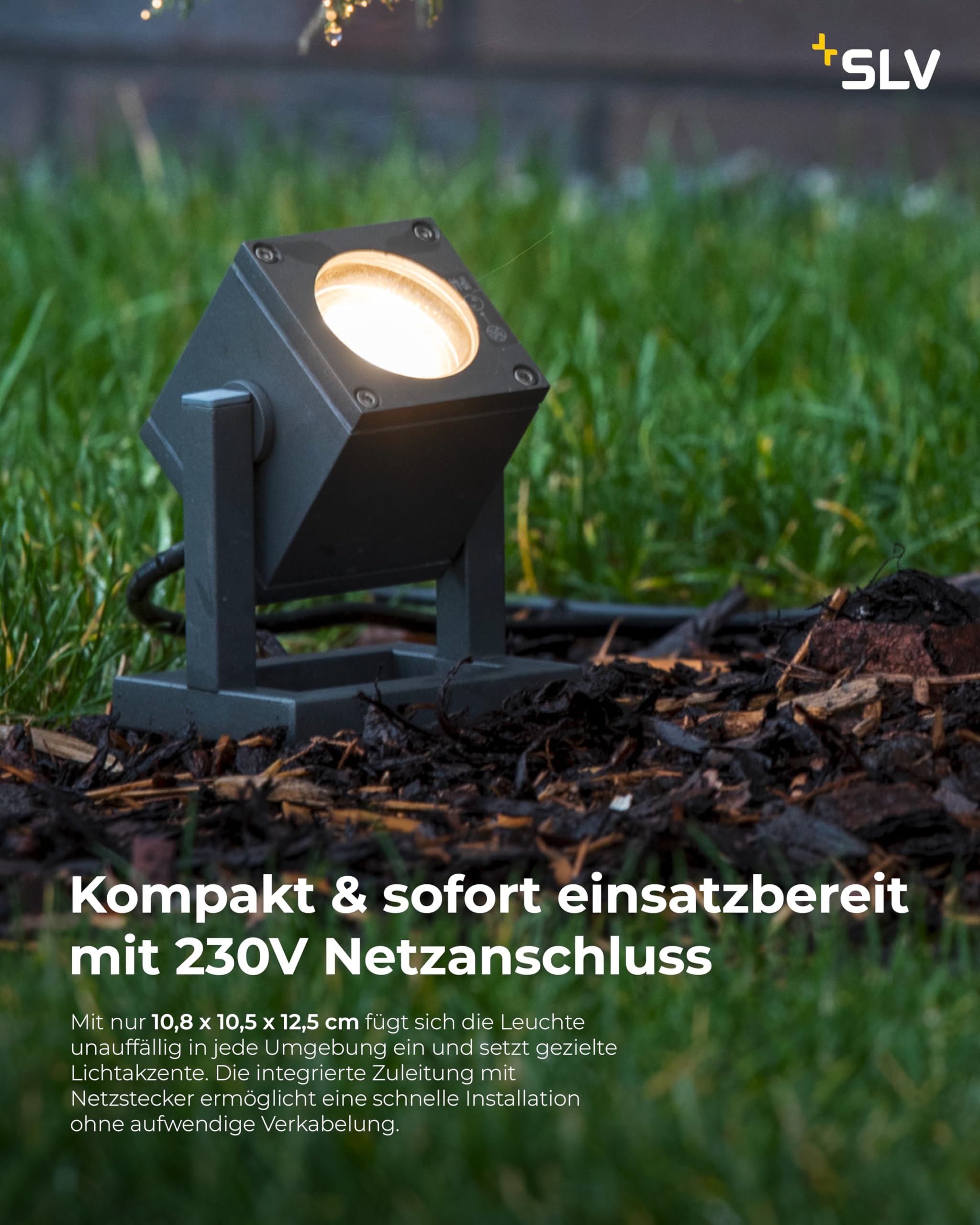 SLV CUBIX | Bodenstrahler zur Außen-Beleuchtung von Garten, Terrasse, Pflanzen, Wegen, Teich, LED Strahler, Mobile Leuchte| Stecker, IP44, GU10
