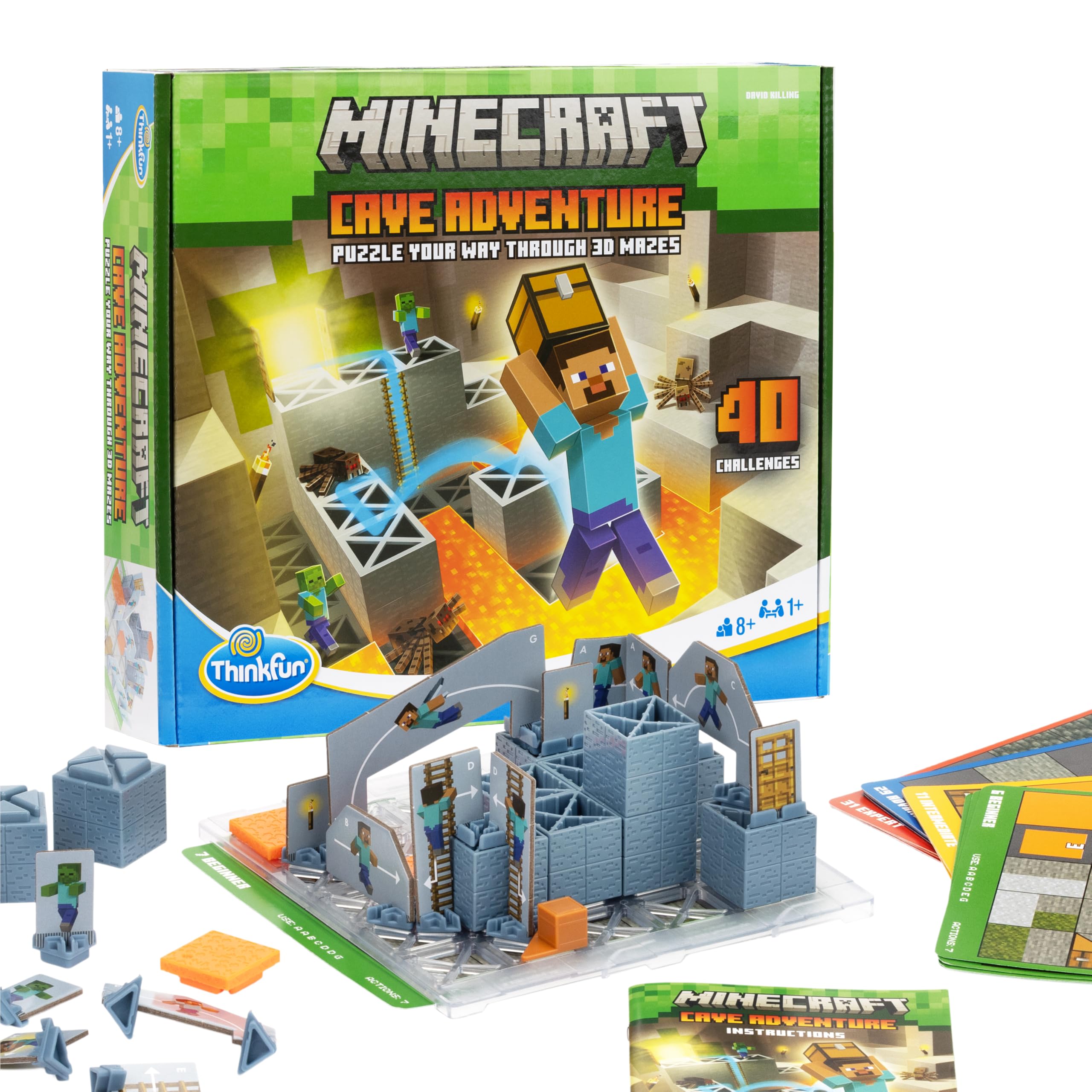 ThinkFun Minecraft Cave Adventure | Screen-Free Strategy Puzzle Game | 40 Logic Challenges | Ages 8+