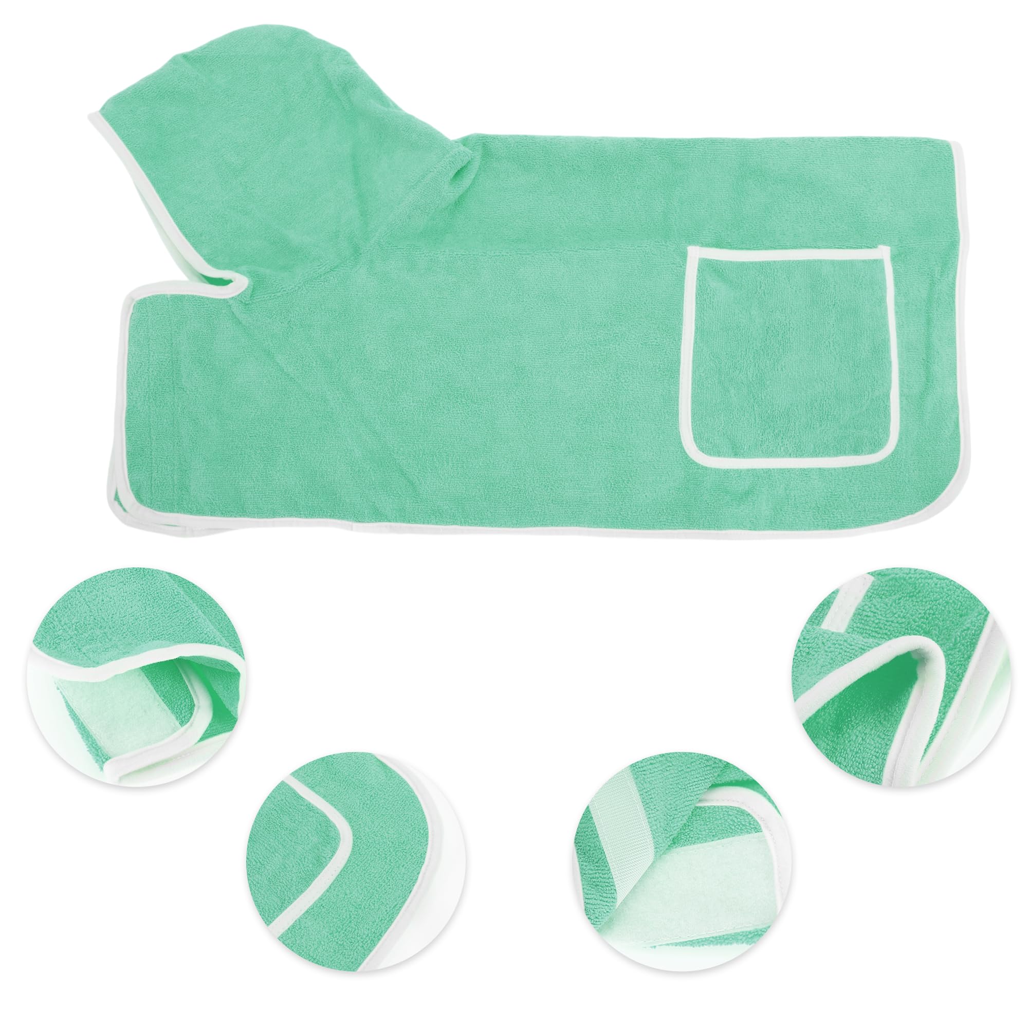 CAPASTEC Vestaglia con Cappuccio per Cani, Asciugamano per Animali Domestici, Asciugamano per Cani ad Asciugatura Rapida, XS, Verde