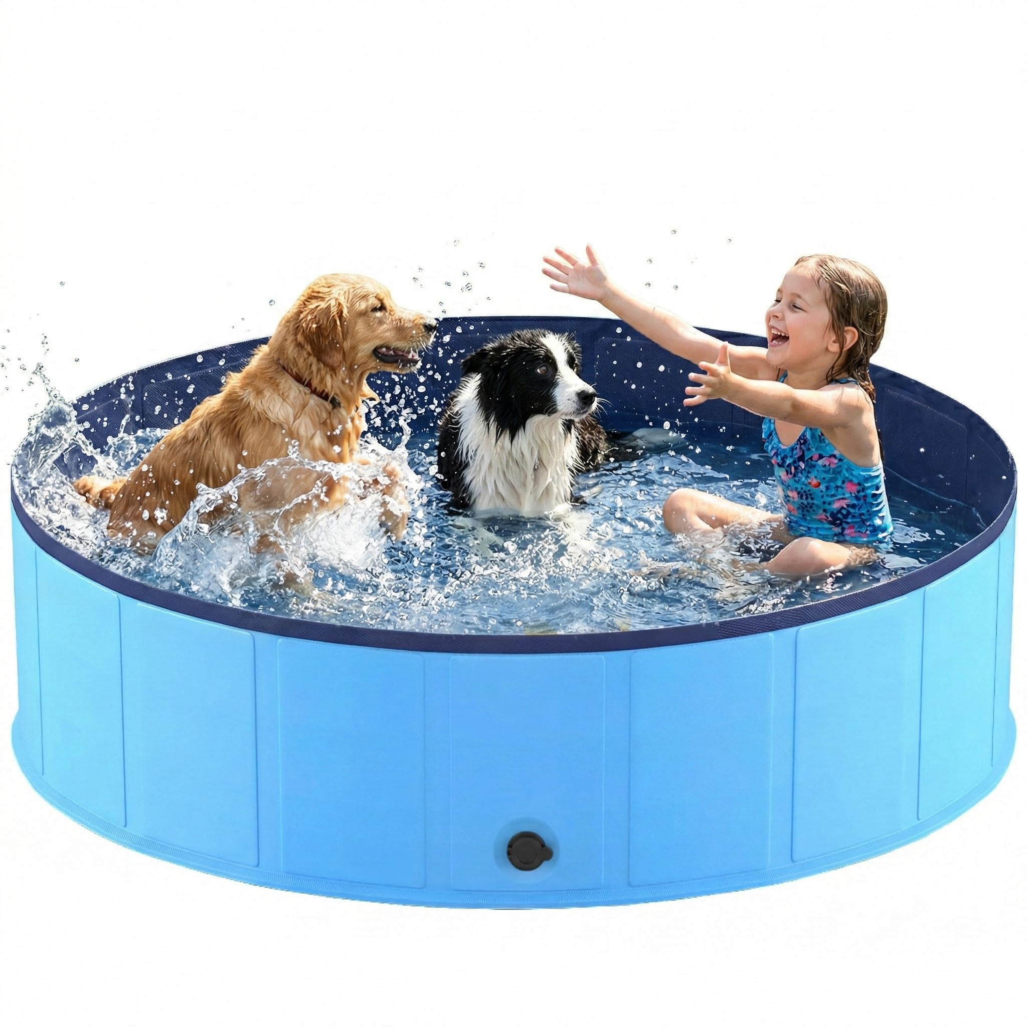 Hundepool faltbar, Planschbecken für Hunde, Anti-Rutsch-Platten, Schnelle Entwässerung, Hundebadewanne, Swimmingpool Verdickt PVC