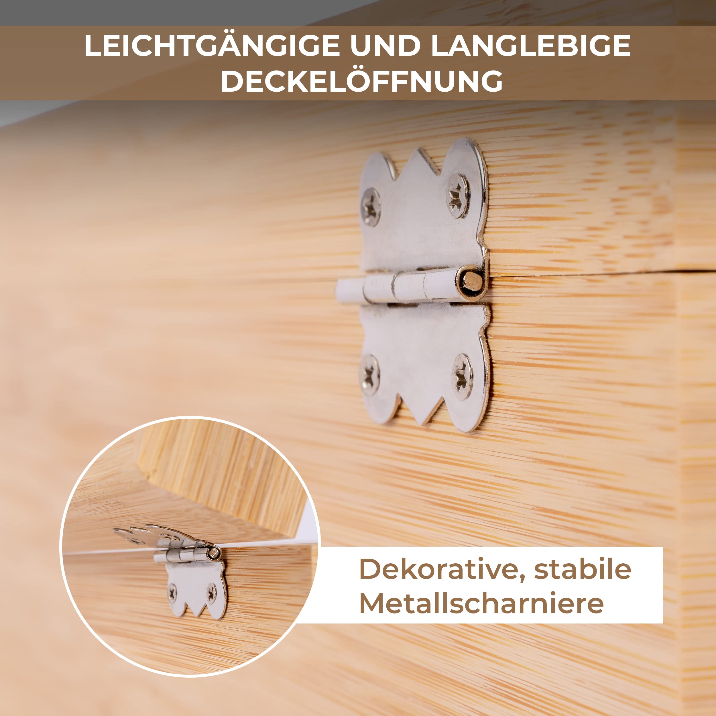 Valuna Boîte à thé en bambou H x l x P : env. 11 x 36 x 16 cm, boîte de rangement avec 5 compartiments, boîte à thé en bois pour ranger 100 sachets de thé