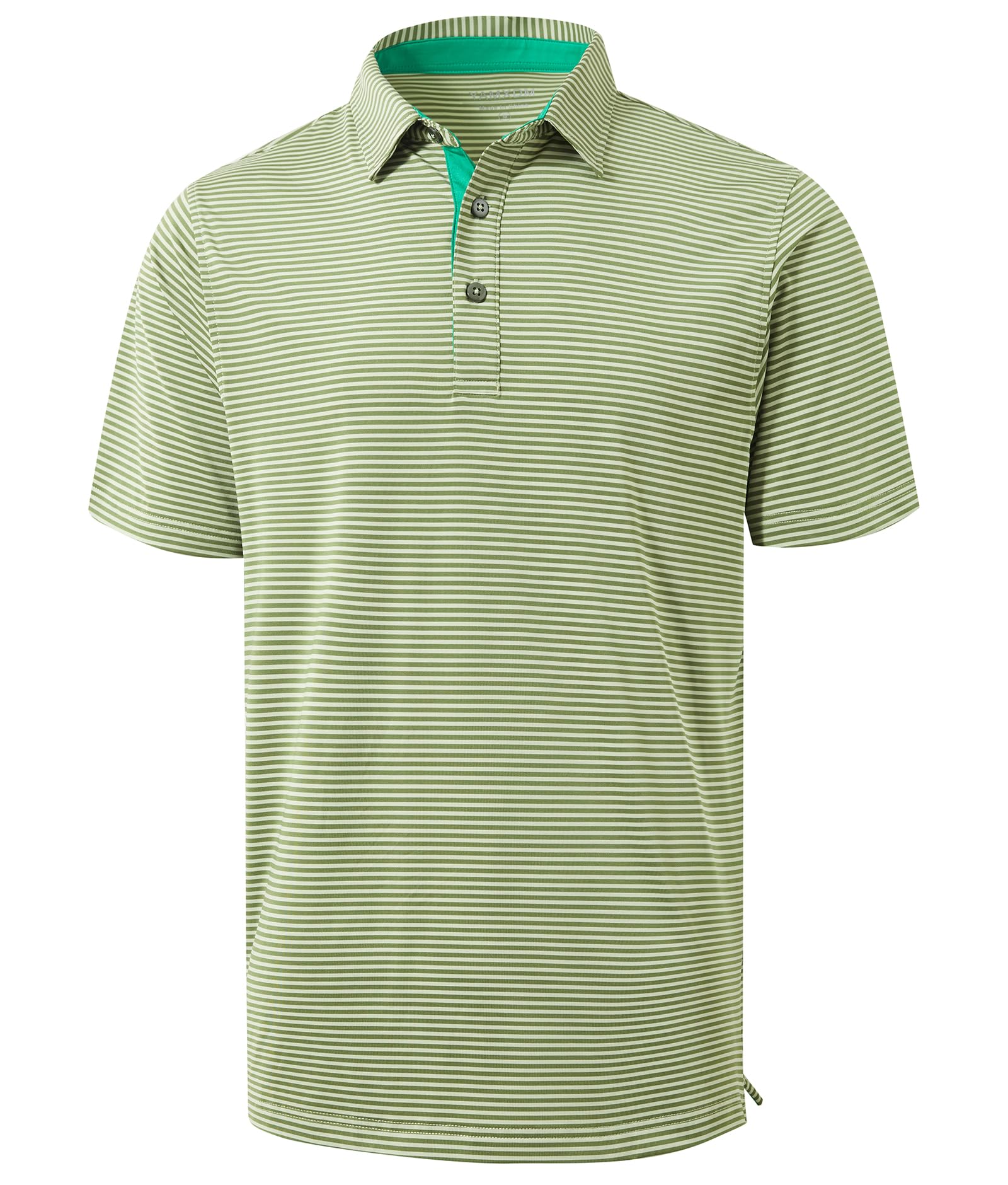 Golf Shirts for Men - Dry Fit Moisture Wicking Short Sleeve Performance Sport Casual Striped Collared Mens Polo Shirt