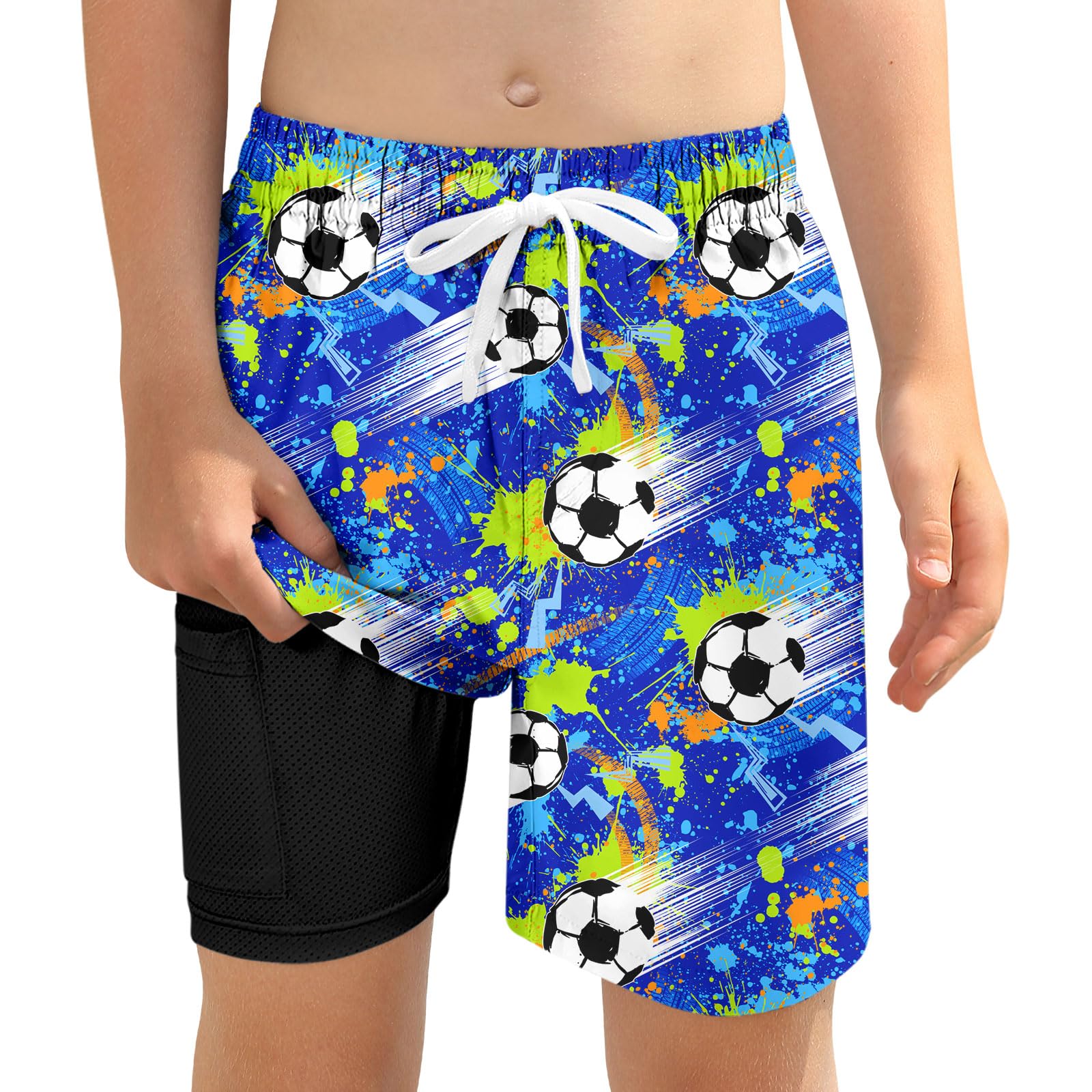 ZenGents Boys Swim Trunks with Compression Liner for 6-20 Years Kids Quick Dry Bathing Suit