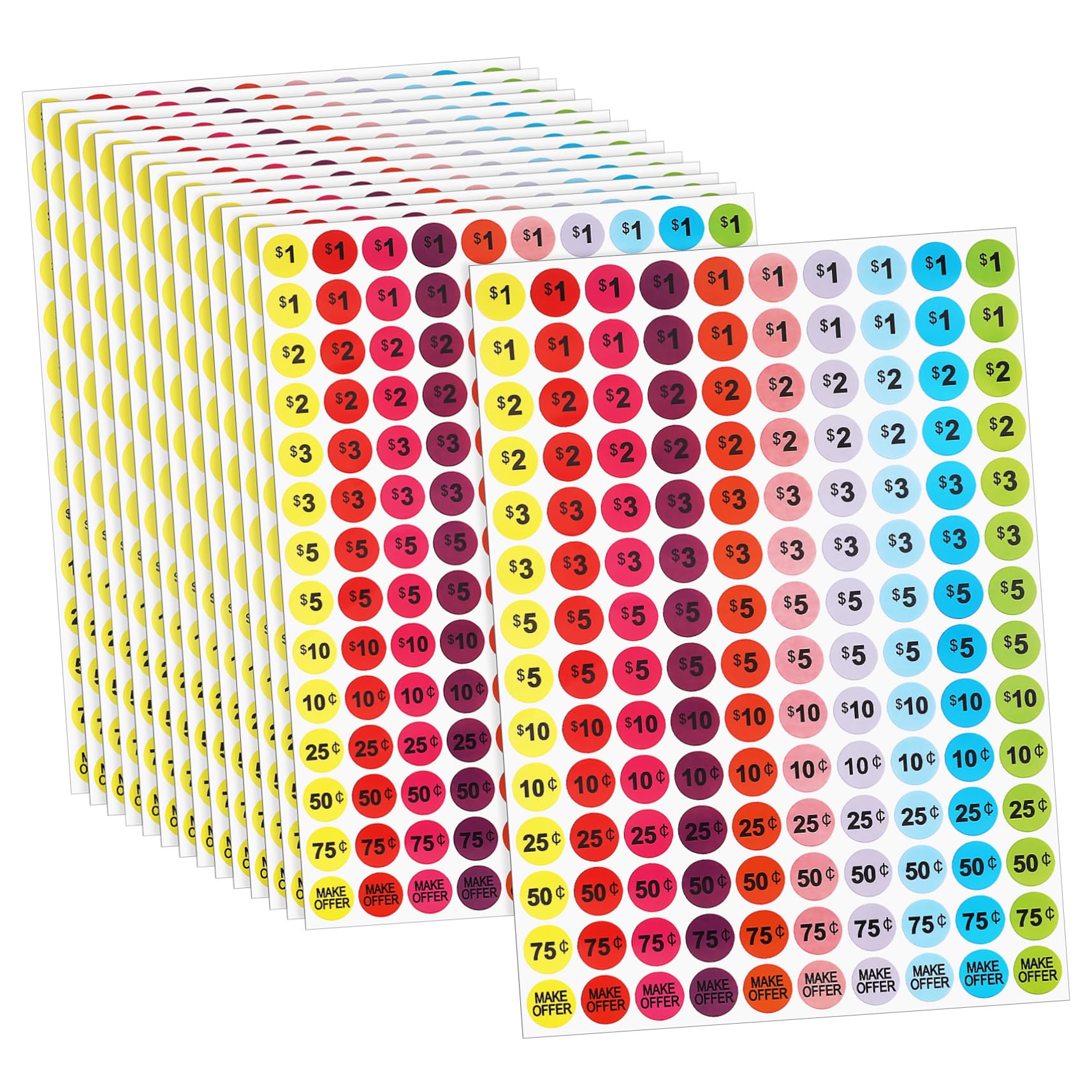 SEWACC Pricing Labels for Garage 15 Sheets Circle Sticker Tags Retail Stickers Bright