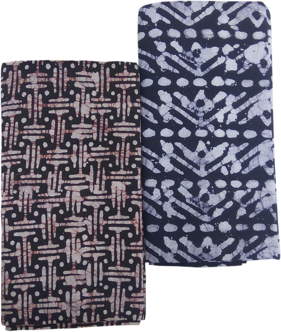 PRIYANSHI Men's Casual Style Pure Relaxed Fit Wex Batik Handloom Lungis For Men Set Of 2 (2 25 Mtr) Blue & Brown