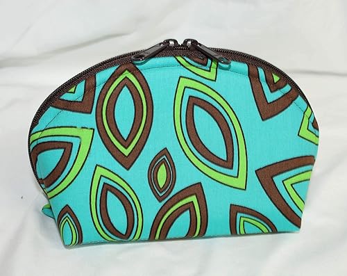 Miniatura 5 de Turquoise, Lime and Brown LARGE Clam Up ZipperCosmetic Bag