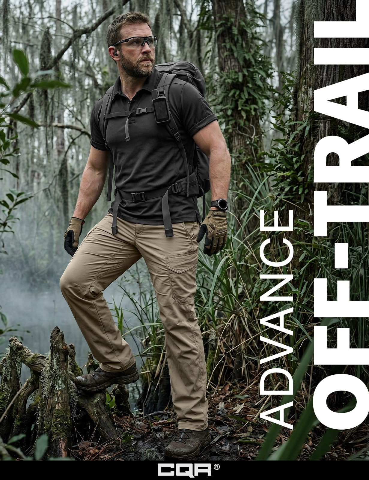 CQR Men's Quick Dry Tactical Pants, Water Resistant Outdoor Pants, Lightweight Stretch Cargo Work Hiking Pants — view 4