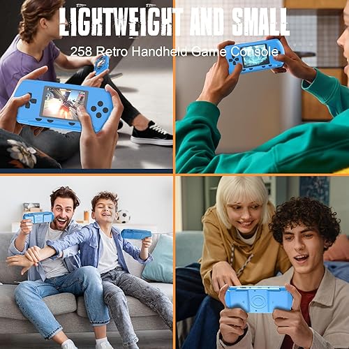Miniatura 6 de Consola de juegos portátil retro, 258 videojuegos retro, reproductor de juegos portátil con batería recargable de tamaño de bolsillo, pantalla LCD