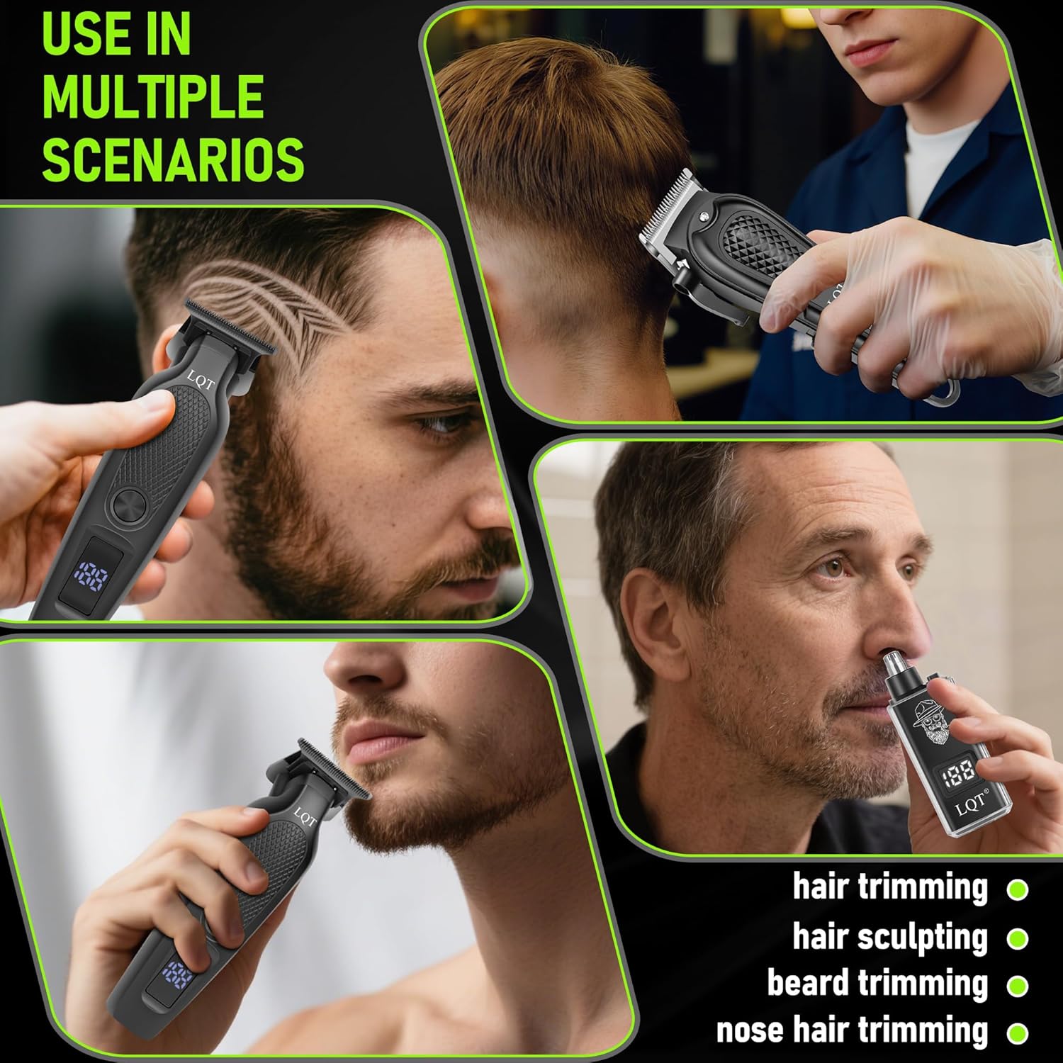 Professional Cordless Hair Clipper and T-Blade Beard Trimmer Set for Men, LED Display,Quiet Motor,Lightweight Ergonomic Design,Rechargeable Grooming Kit for Haircut,Beard & Detailing,Gifts for Men