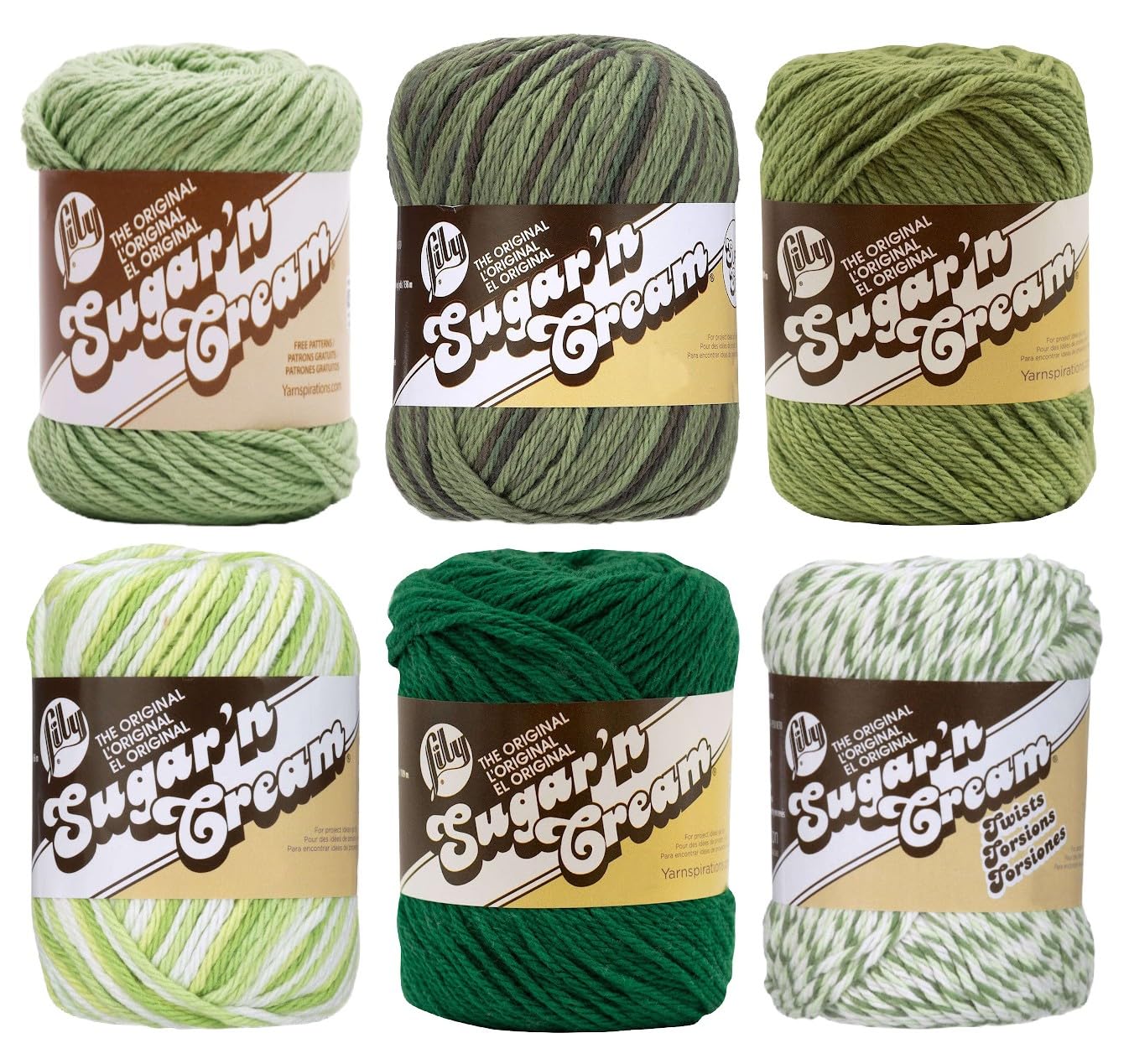 Lily Sugar 'n Cream Yarn - 100% Cotton - Assortment (Forest)