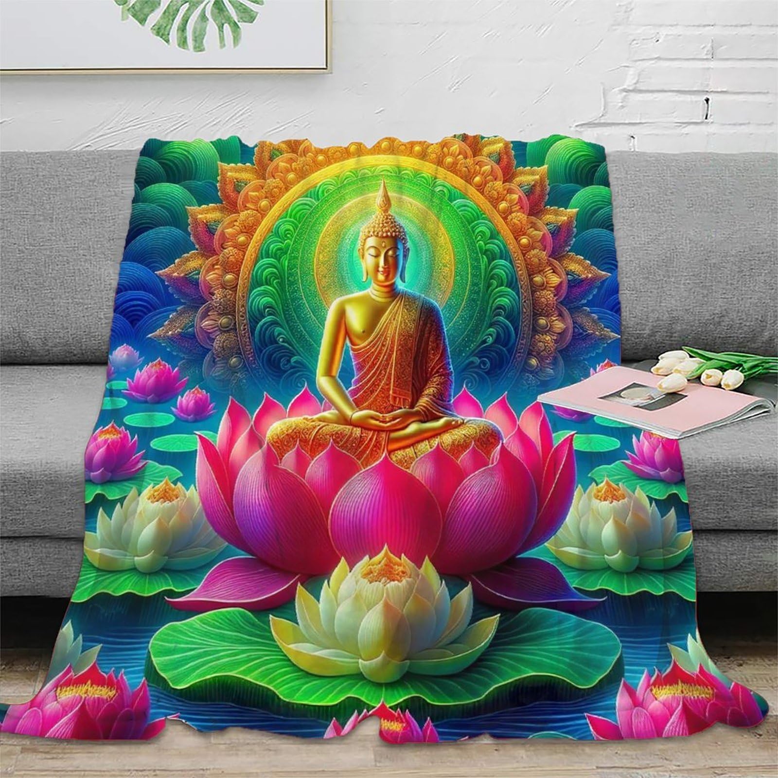 Couverture Bouddha 3D couverture de lit microfibre douce et chaude