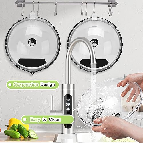 Miniatura 6 de Cubierta para microondas con vaporizador de agua, cubierta transparente de placa de microondas de 10 pulgadas para alimentos, tapa de microondas