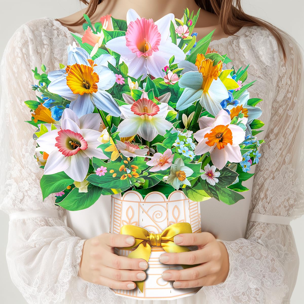 Carnation Big Pop Up Cartes De Vœux Avec Bouquet De Fleurs En Papier 33 Cm Avec Carte Vierge Et Enveloppe, Cadeau Idéal Pour Célébrer L'amour, Les Vacances, Un Anniversaire, La Fête Des
