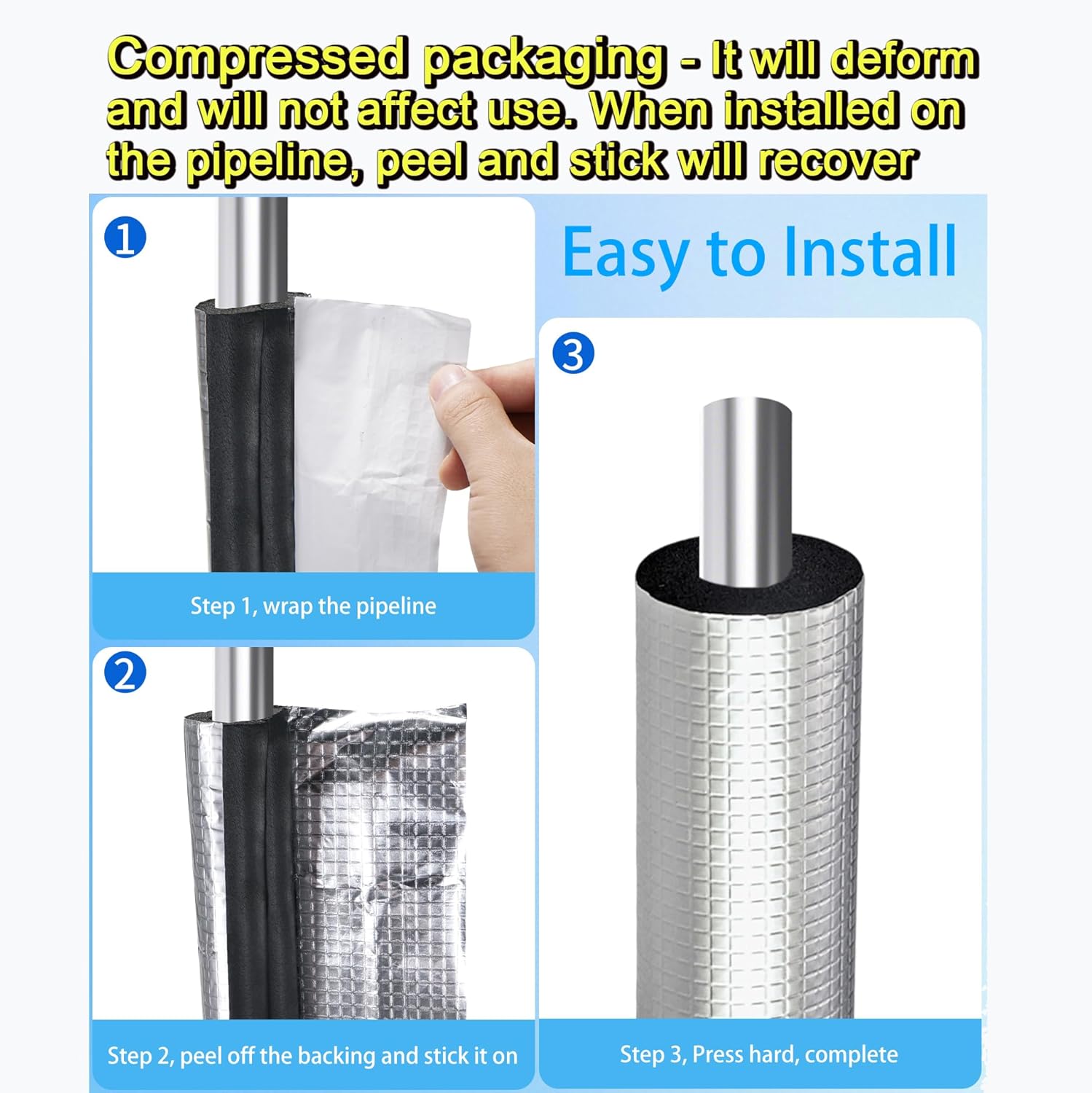 1 '' ID Pipe Insulation Foam Tube Self Adhesive Heat Tape for Water Pipes 20PC Insulation Foam Wrap Aluminum Foil Pipe Covers for Spigot, Winter Outside Pipes, Sprinkler (Black ) Black - 16'' L 1 '' ID - 20PC