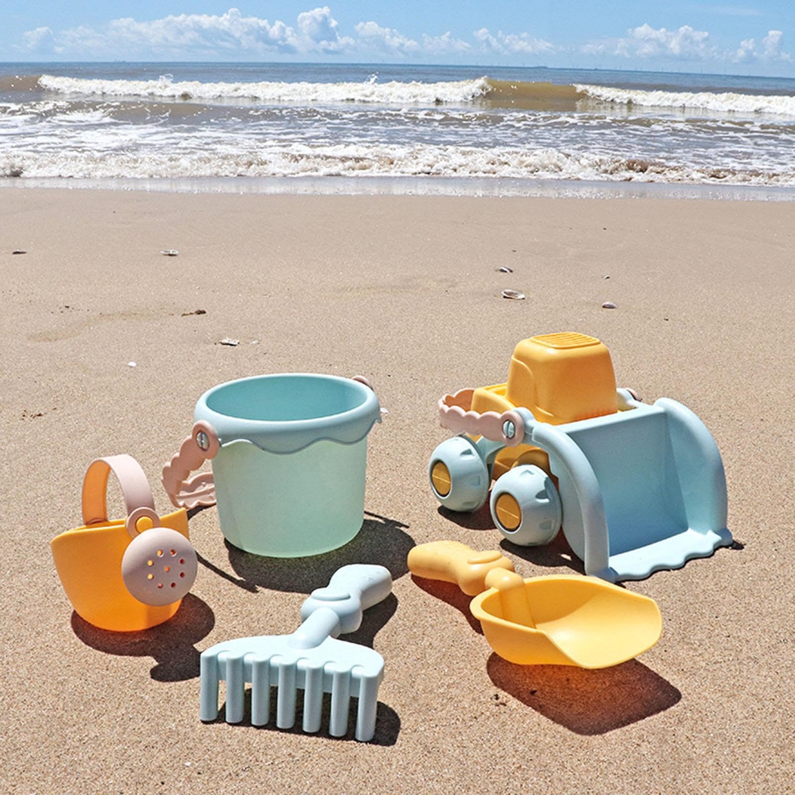 Juego versátil de Juguetes para la Arena de Playa con Carrito de Herramientas y bidón de Agua. Paquete Completo para Que los niños pequeños