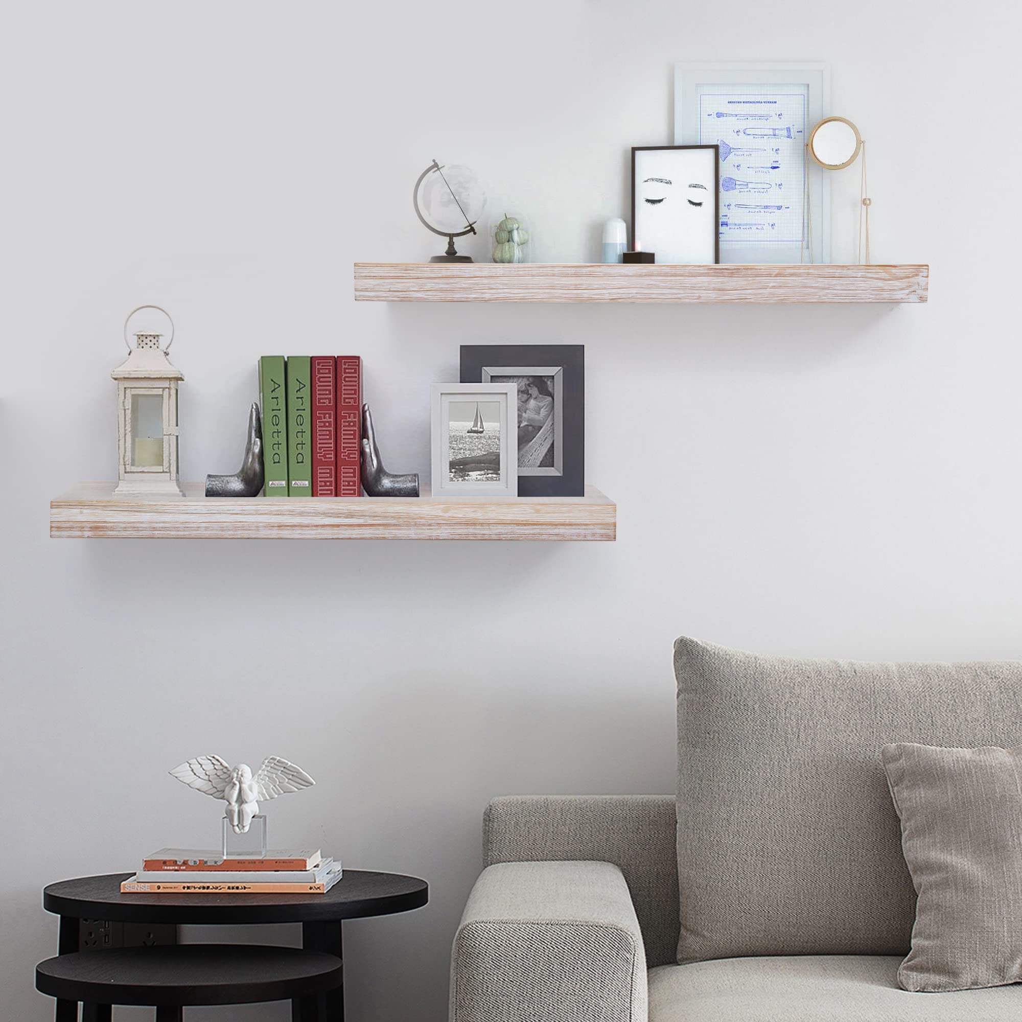 White Floating Shelves - Deep & Thick Wooden Wall Shelves - Bathroom ...