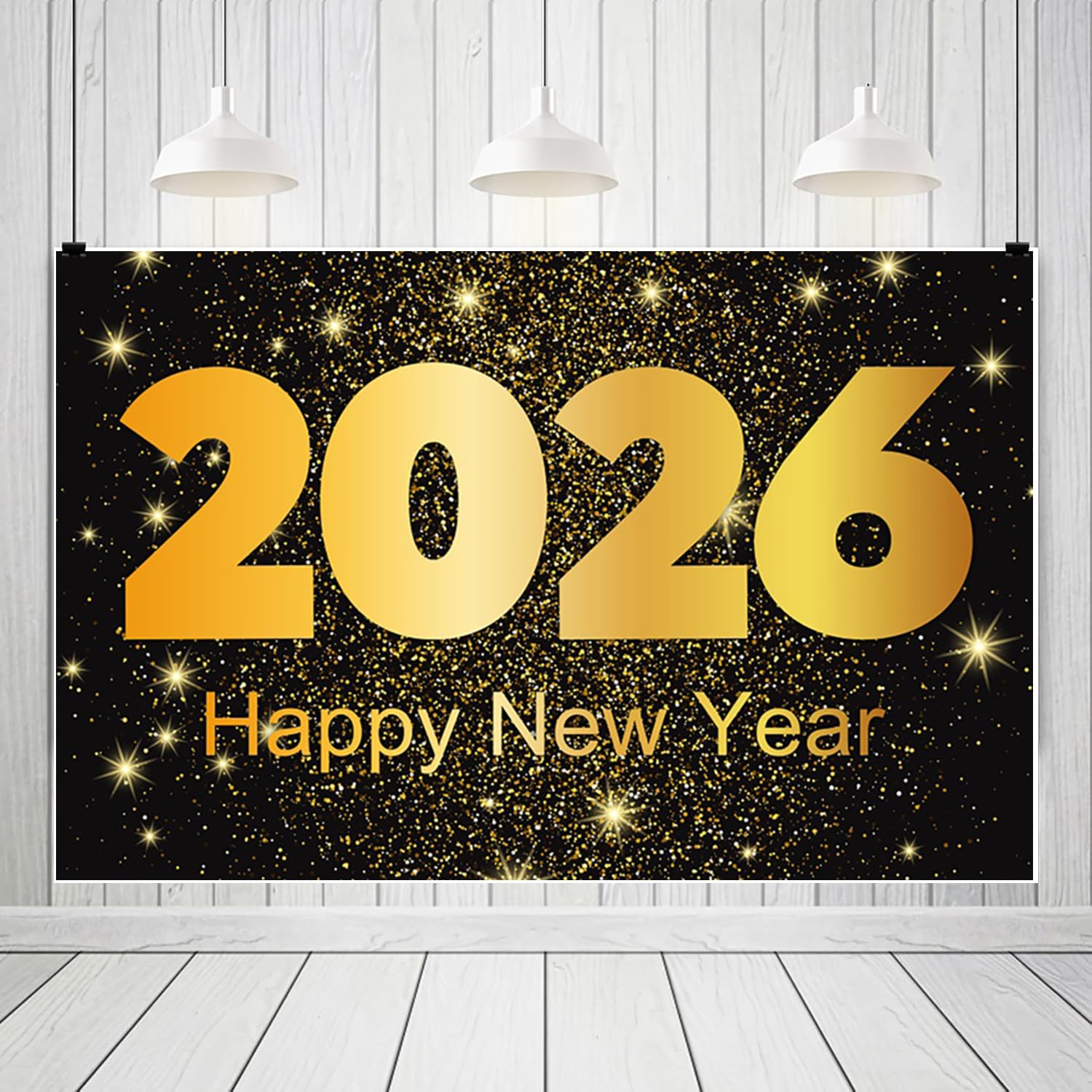 6x3m Sfondo di felice anno nuovo sfondo di lusso dorato 2026 scene saluto scintillante scintillante celebrazione sfondo per applaudimenti al festival festa di Natale