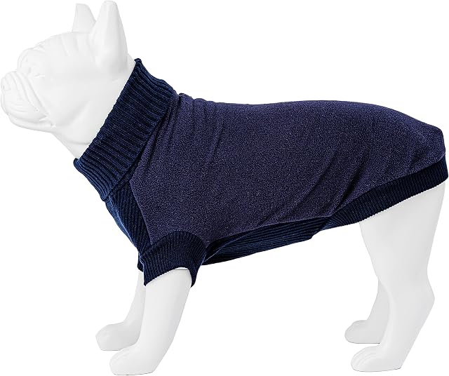 HUGO & HUDSON Fitted Fleece and Knit Dog Jumper Sweater, Luxury Thick Pullover Knitwear for Puppies and Adult Dogs - Warm Dog Clothing and Accessories - Navy - XS