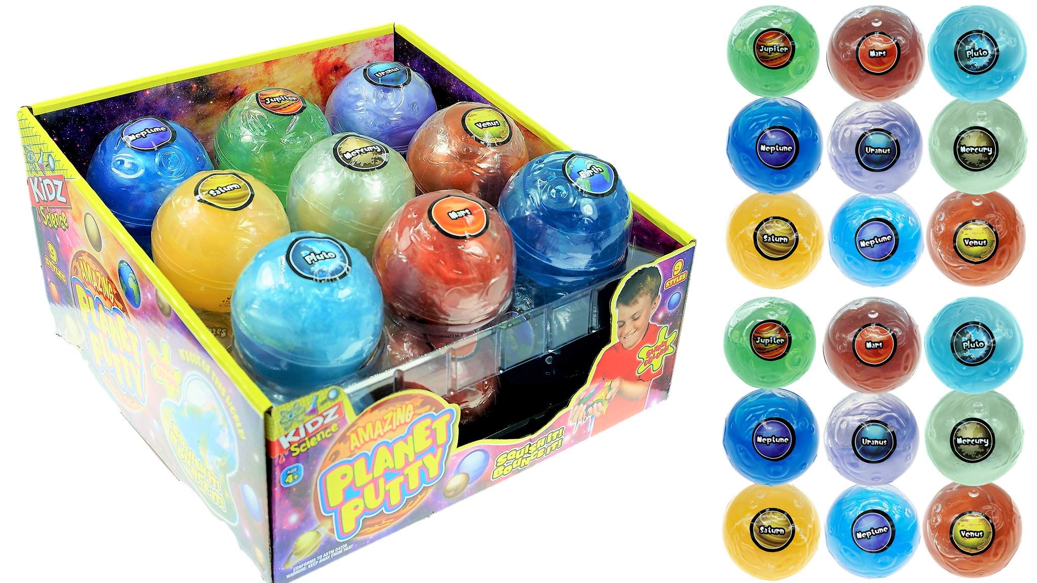 Planet Putty Galaxy Solar System Stress Slime (Pack of 18 Planet Assorted) by JA-RU. Metallic Colors