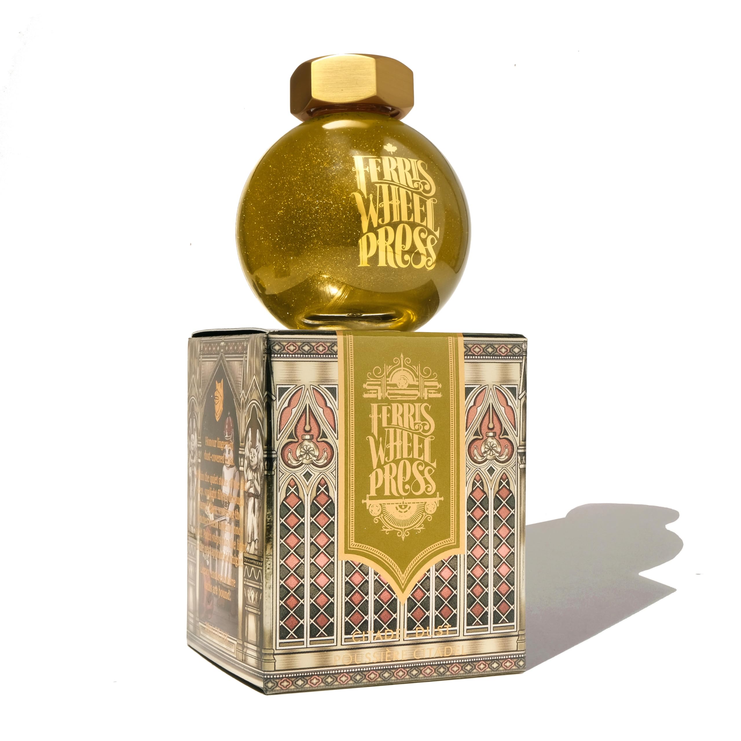 Ferris Wheel Press Ink, The Book of Knights Series, Citadel Dust with Rose Gold Shimmer and Brown Sheen, 85ml Fountain Pen Ink Bottle โ image 1