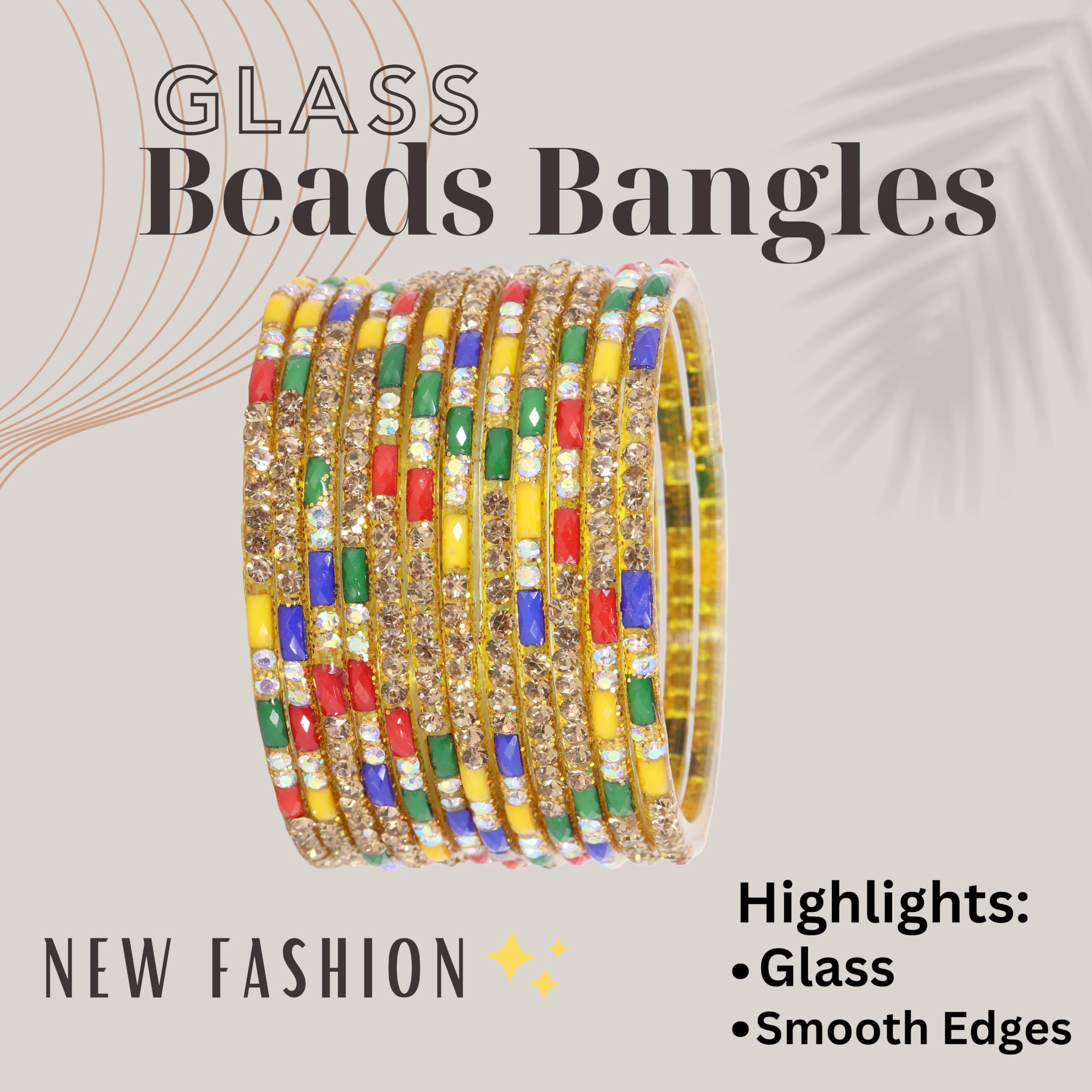 Stylish Green Glass Bangle Bracelet 2.8 Size