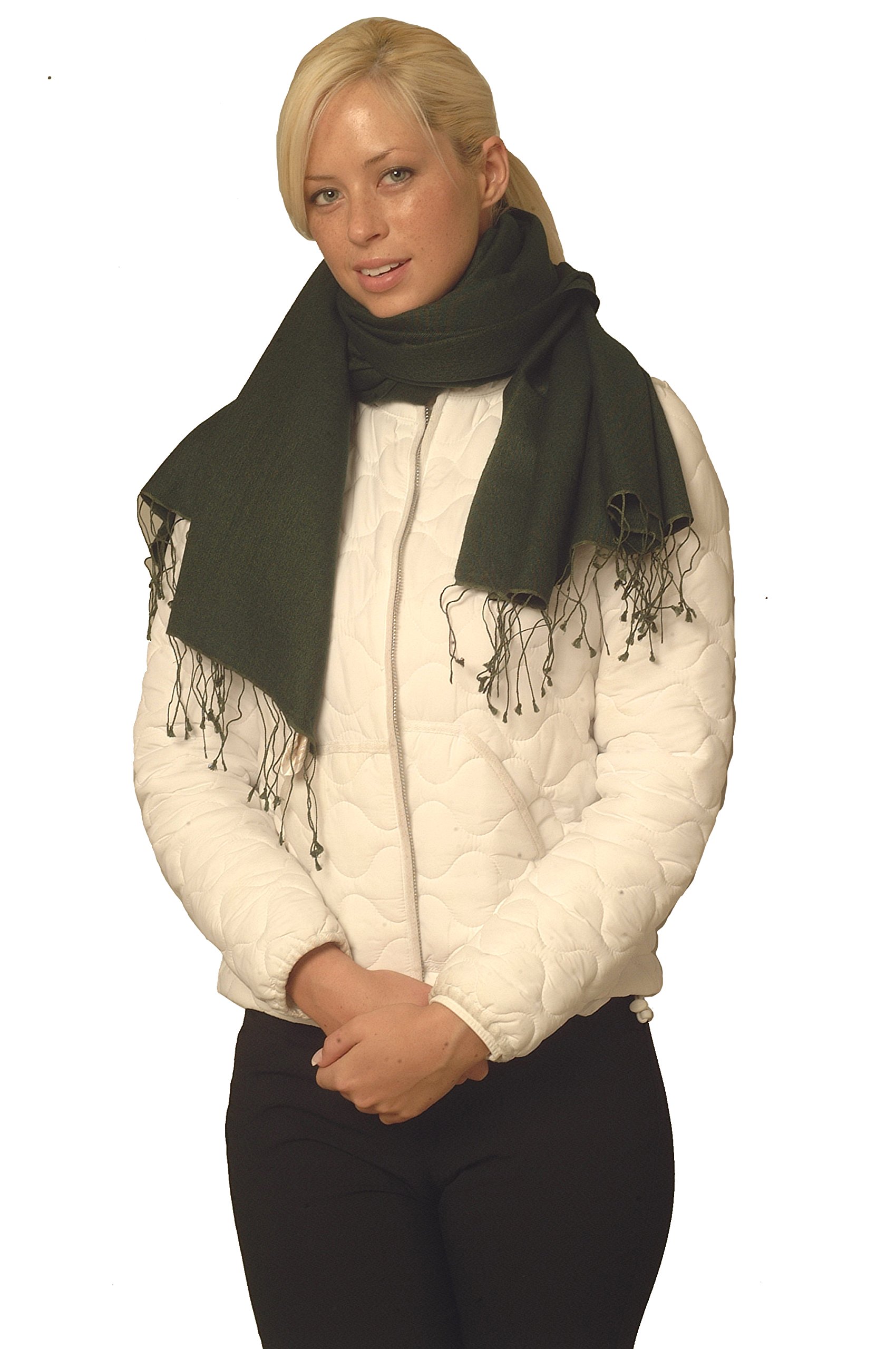 Cashmere Pashmina Group: Solid Pashmina Shawl, Scarf, Wrap & Stole (Large size) Military Green
