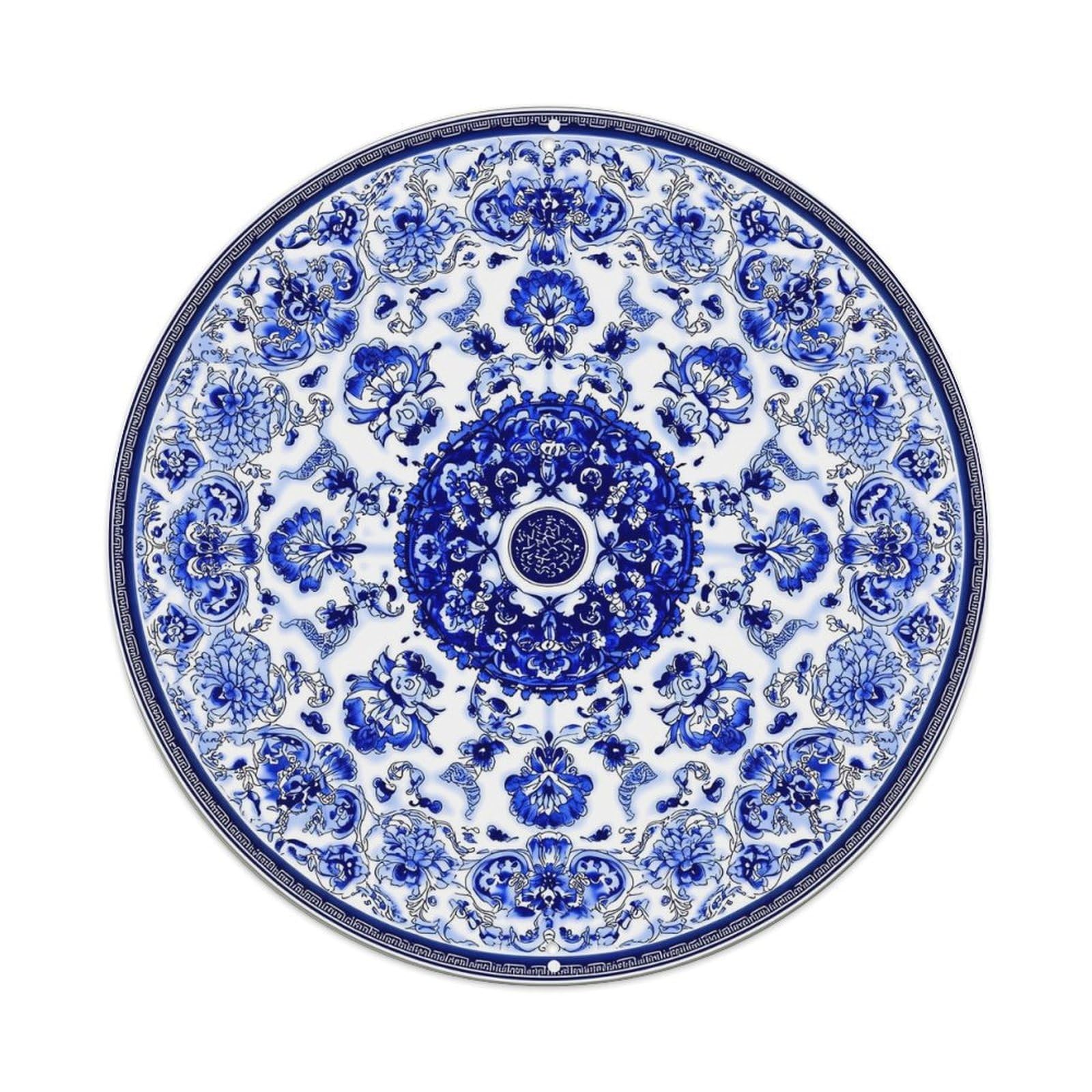 Blue And White Floral Pattern Metal Tin Sign Plaque