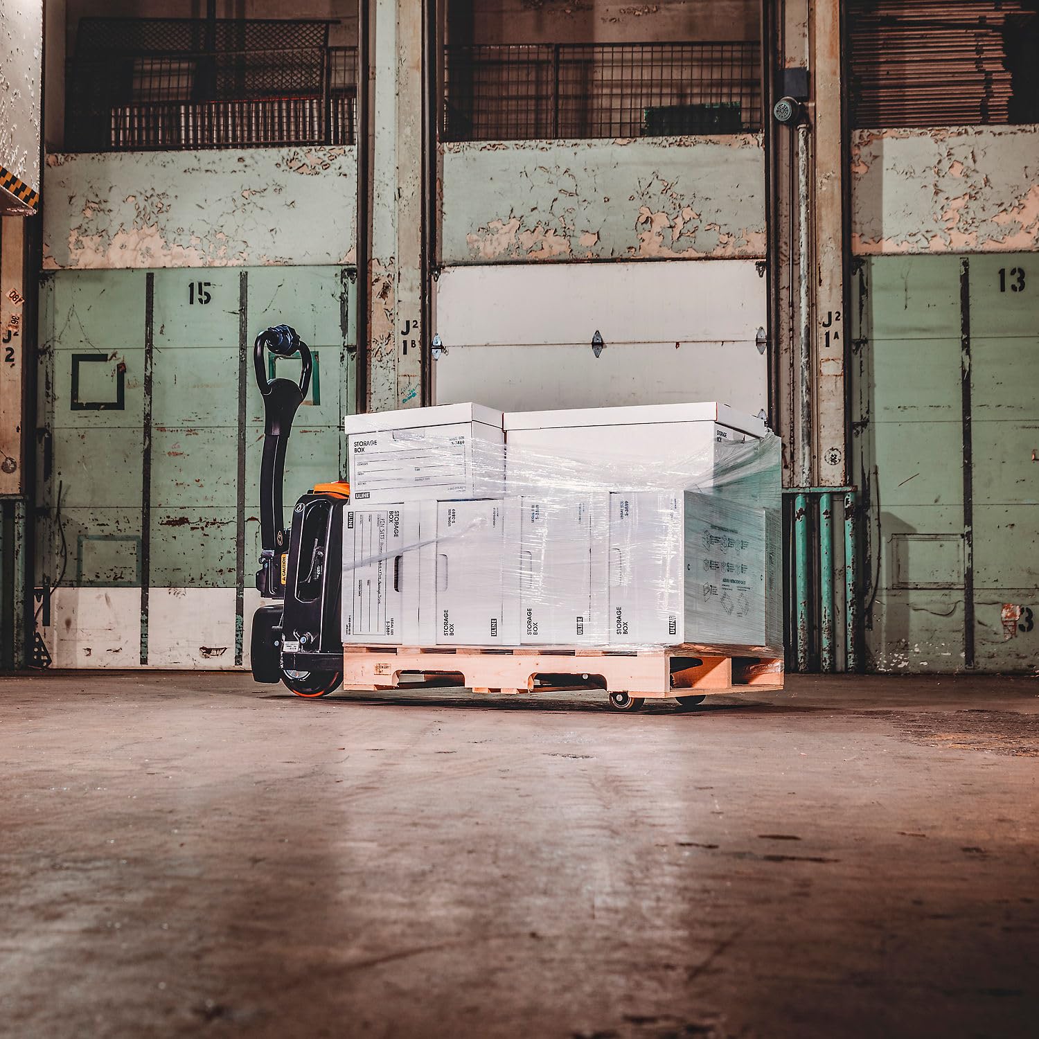 Global Industrial Lithium Powered Self-Propelled Pallet Truck, 27”W x 45”L Forks