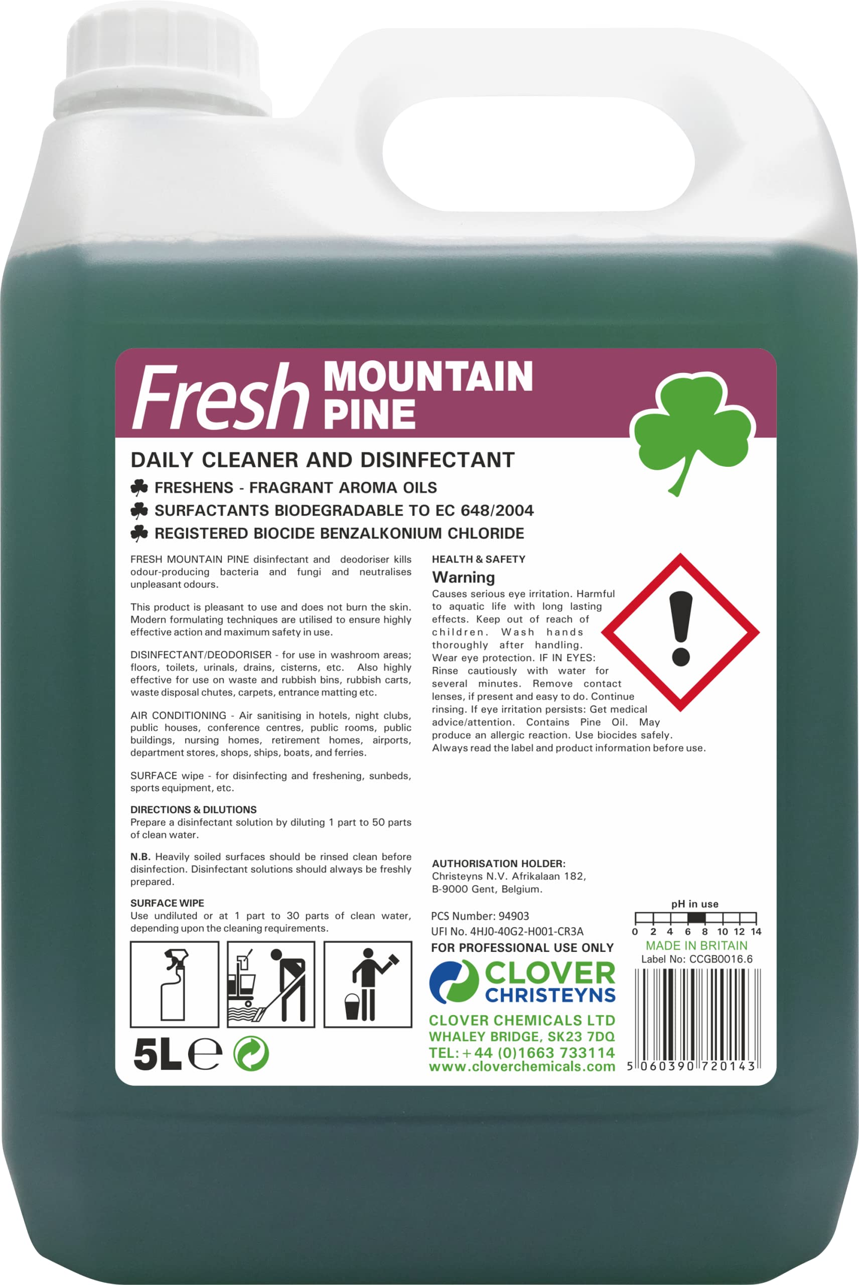 Clover Fresh Mountain Pine Disinfectant (204) 5 Ltr
