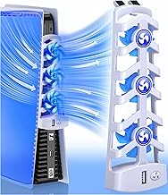EUROA Cooling Fan, Efficient Cooling System with 5200RPM Cooling Fans&LED Light Compatible with Playstation 5, Upgrade Accessories Cooler Fan Cooling Fan for PS5 Console Disc&Digital Edition, USB Hub