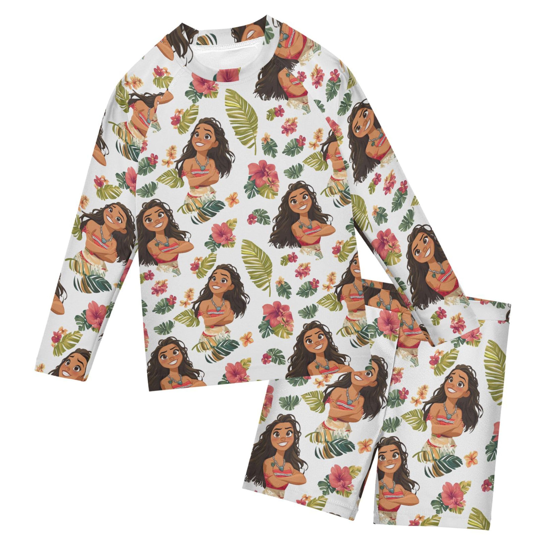 African American Women Black Pretty Girl Leaves Toddlers and Baby Boys' Swimsuit Trunk and Rashguard Set B0403882