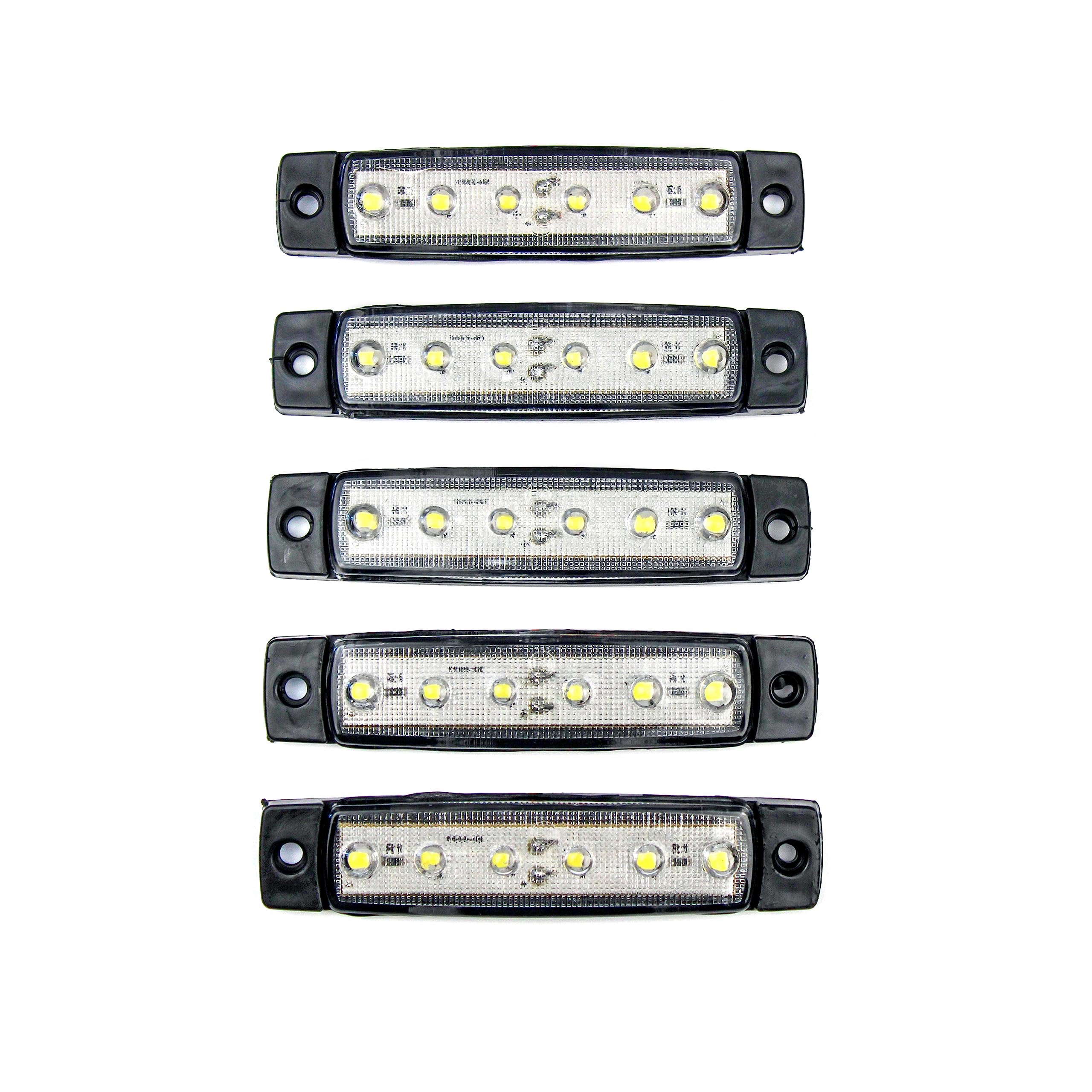 VISSQH 6x Weiße LED-Seitenmarkierungsleuchten, 12–24 V, ABS, Mit Schrauben, Für Anhänger, Wohnmobil Oder Boot