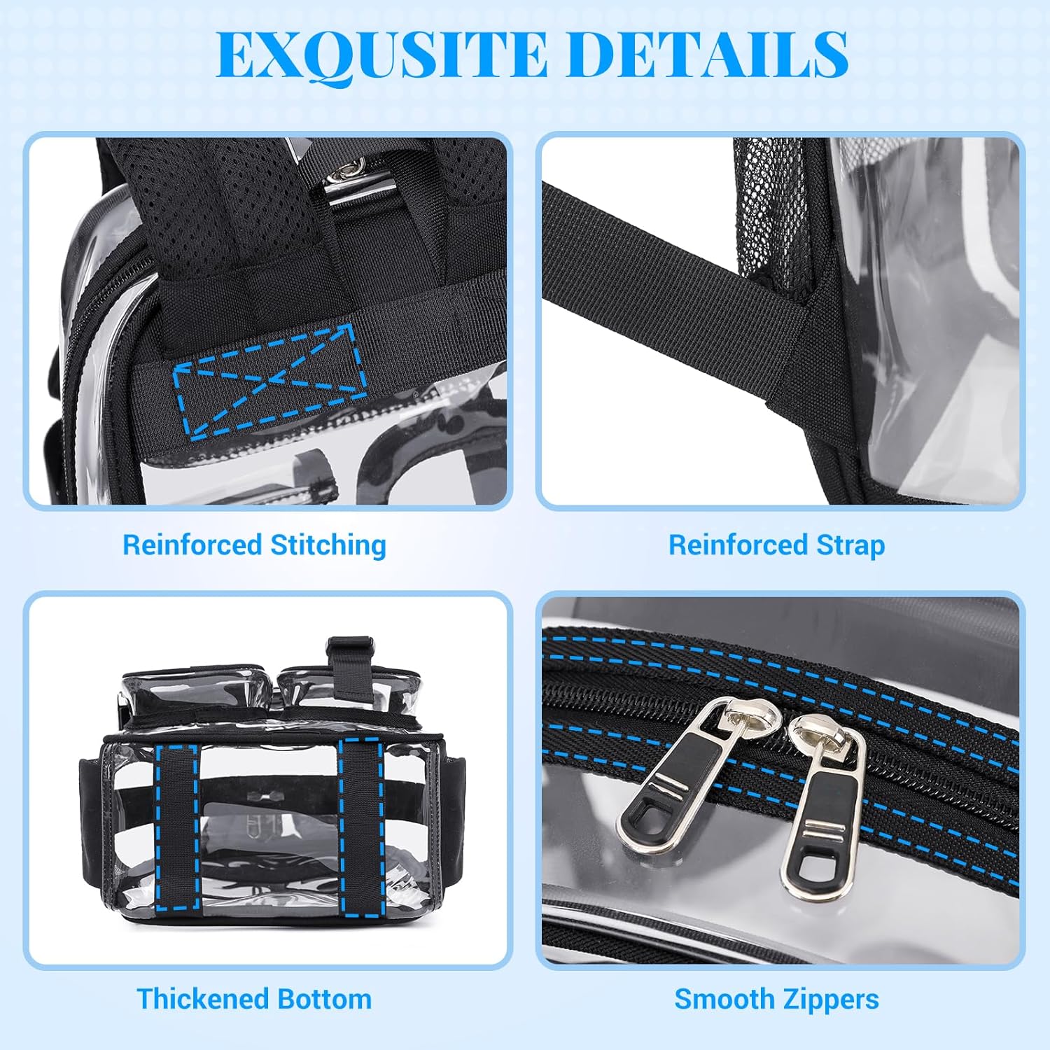 Mini Clear Backpack for Stadium Events, Small Clear Bag for Child for Festival Concert,Black(Not Fits School) - Image 7