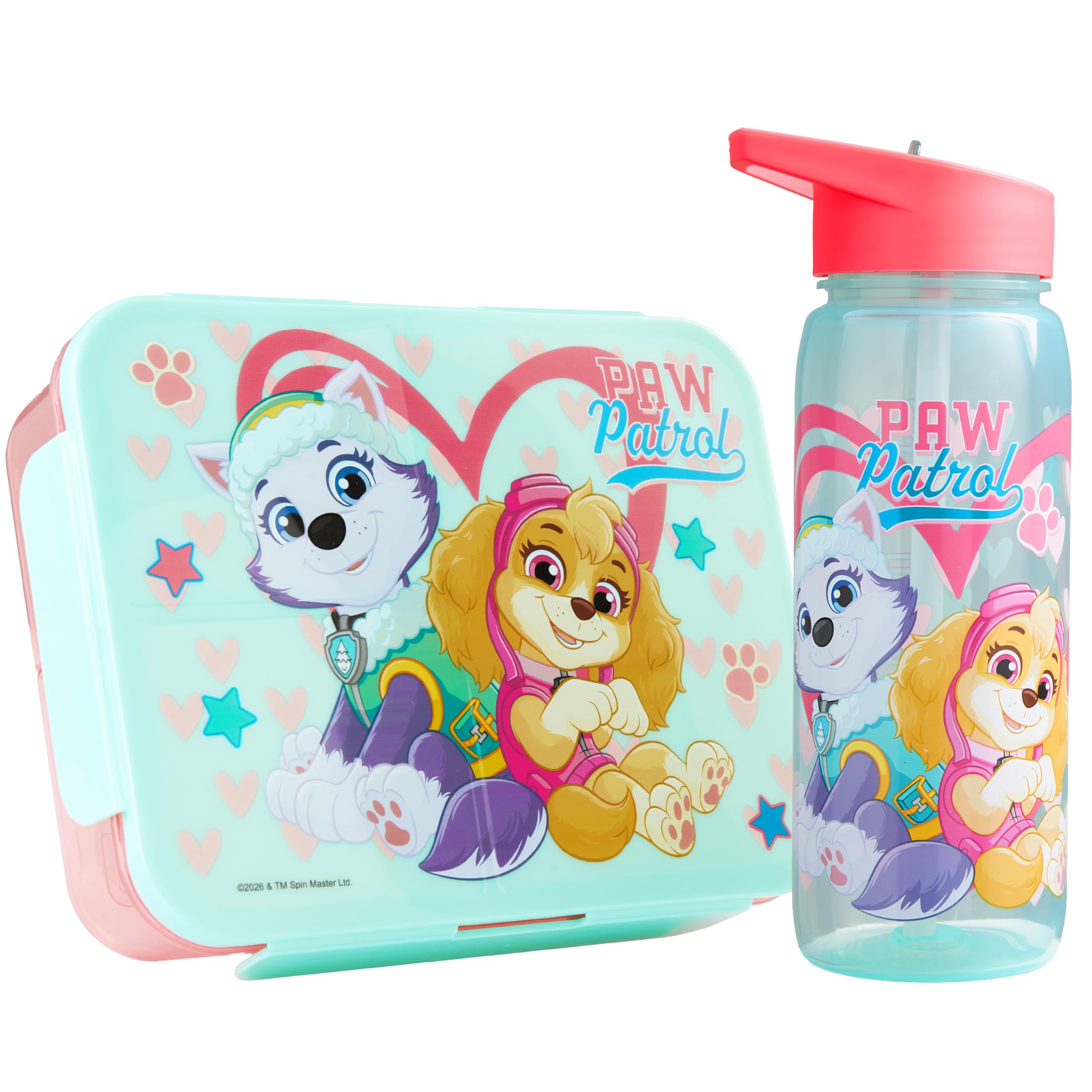 Get Trend Paw Patrol Kids Bento Lunch Box & 640ml Water Bottle Set, BPA-Free Snack Lunch Box with Compartment Set for School, Travel Picnic & School Supplies Girls Gifts (Multi Paw Patrol)