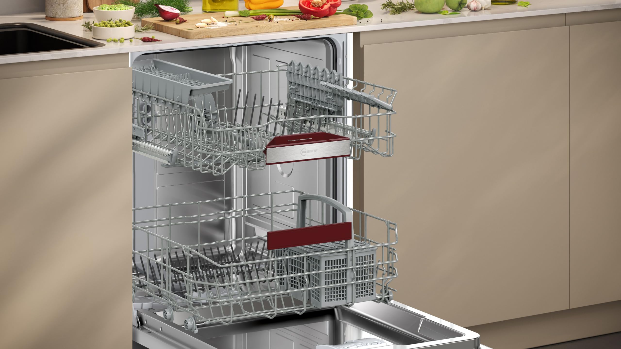 NEFF S155EAX16E N 50 Smarter Geschirrspüler Vollintegriert 60 cm Spülmaschine Made in Germany Besteckkorb Open Dry Chef 70ºC