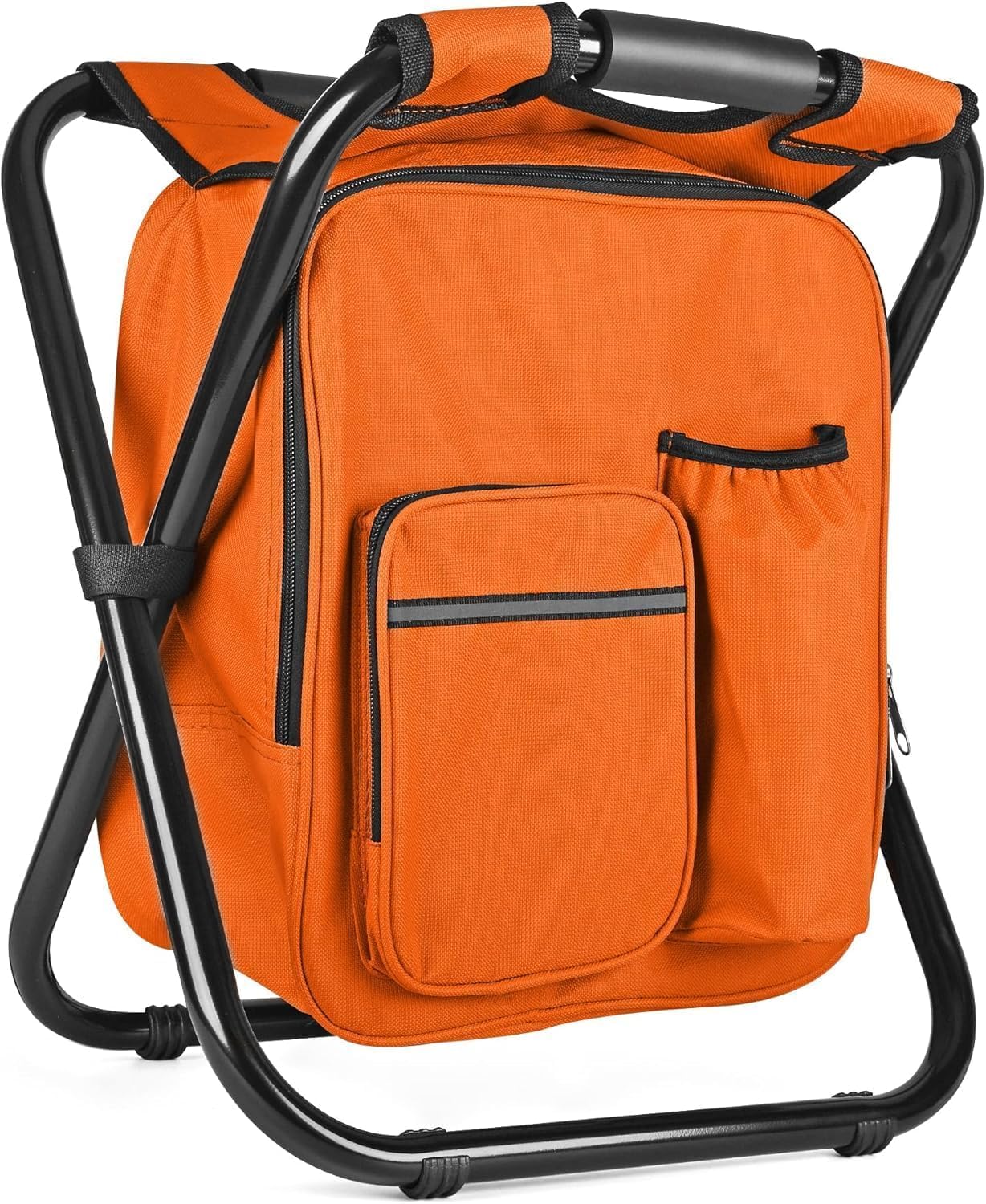 Kikerike Taburete de mochila resistente de 400 libras de carga máxima portátil ligero taburete mochila plegable de pesca para camping, caza, pesca, color naranja