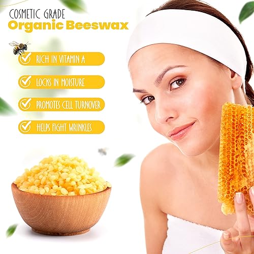 Miniatura 5 de Eco-Lux Essentials - Cera de abejas de primera calidad, 100% pura y natural, orgánica, pellets de color amarillo dorado