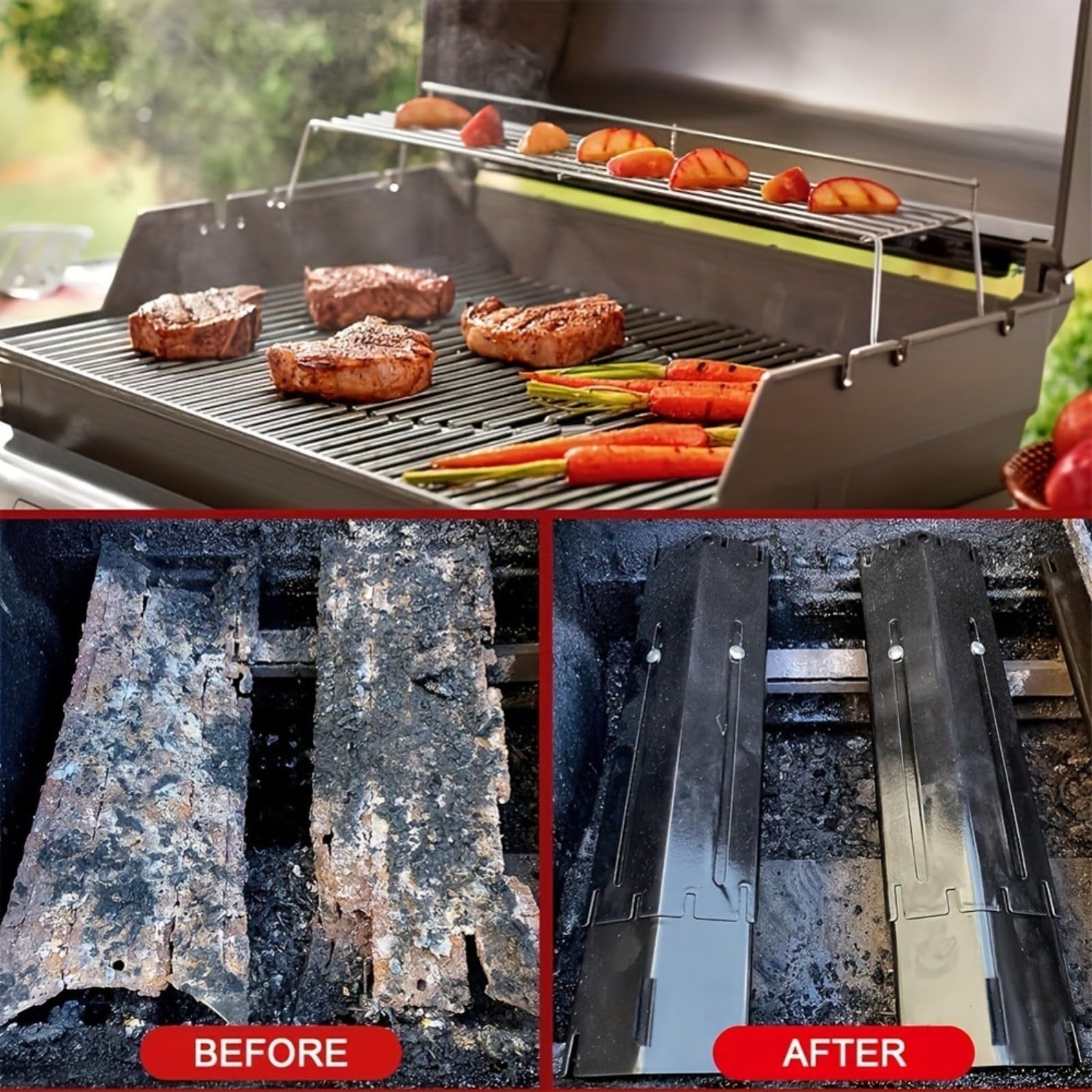 FACAIIO 4 piastre riscaldanti per griglia elettroforesi, scudo termico regolabile per griglia a gas, piastra resistente alla ruggine per barbecue