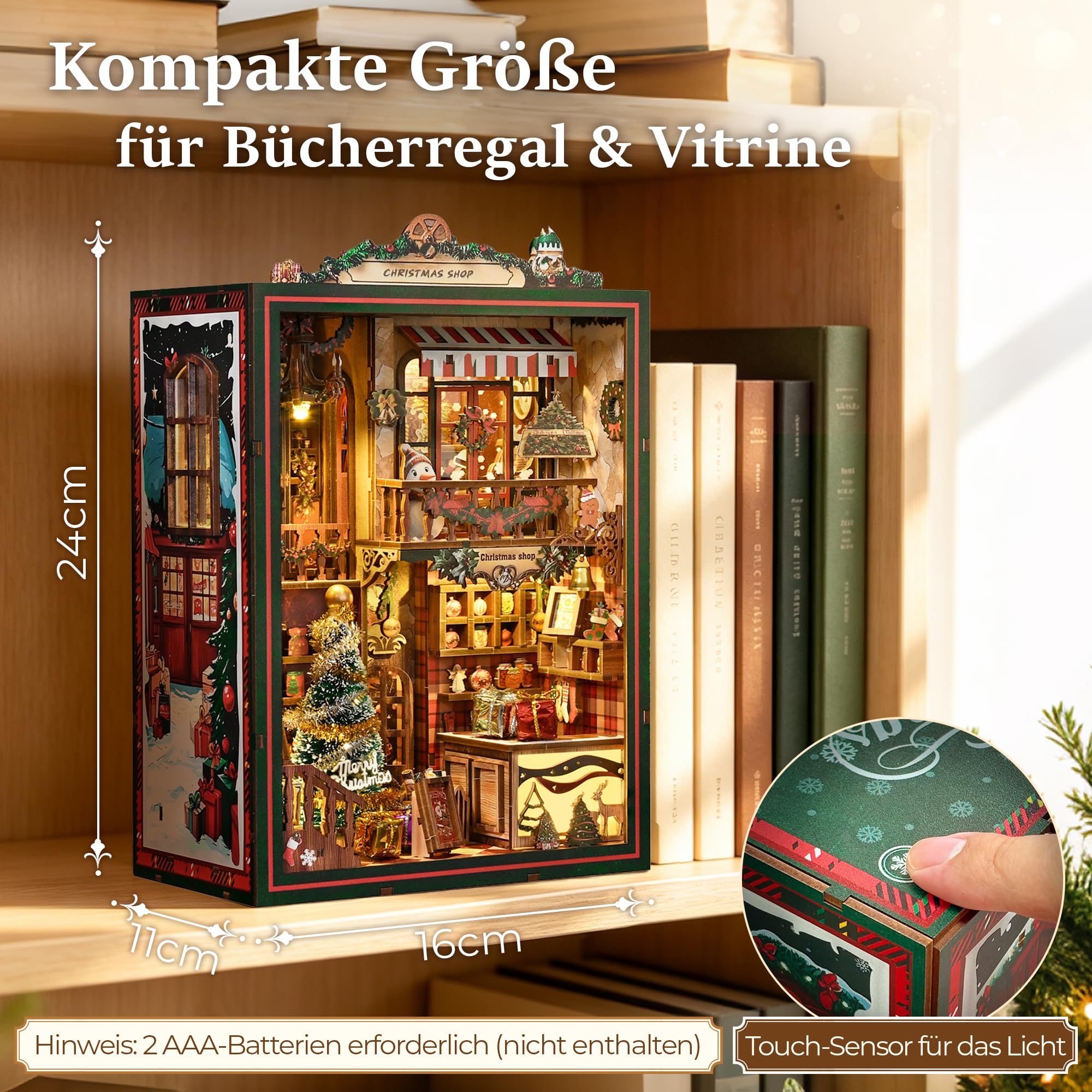 Book Nook - Kit di costruzione in legno con carillon e LED