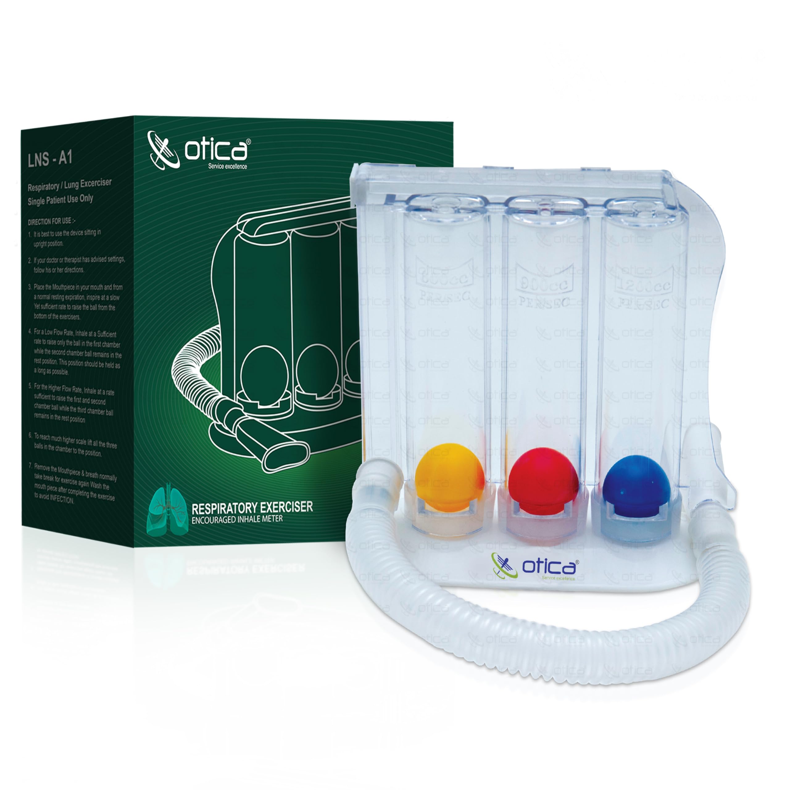 OTICA Spirometer for Breathing Exercise 3 Ball Lung Exerciser Respiratory Exerciser (Best Spirometer)